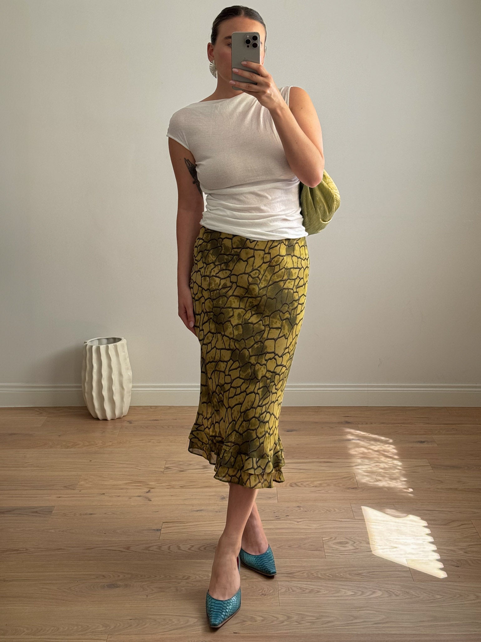 Pure viscose green skirt