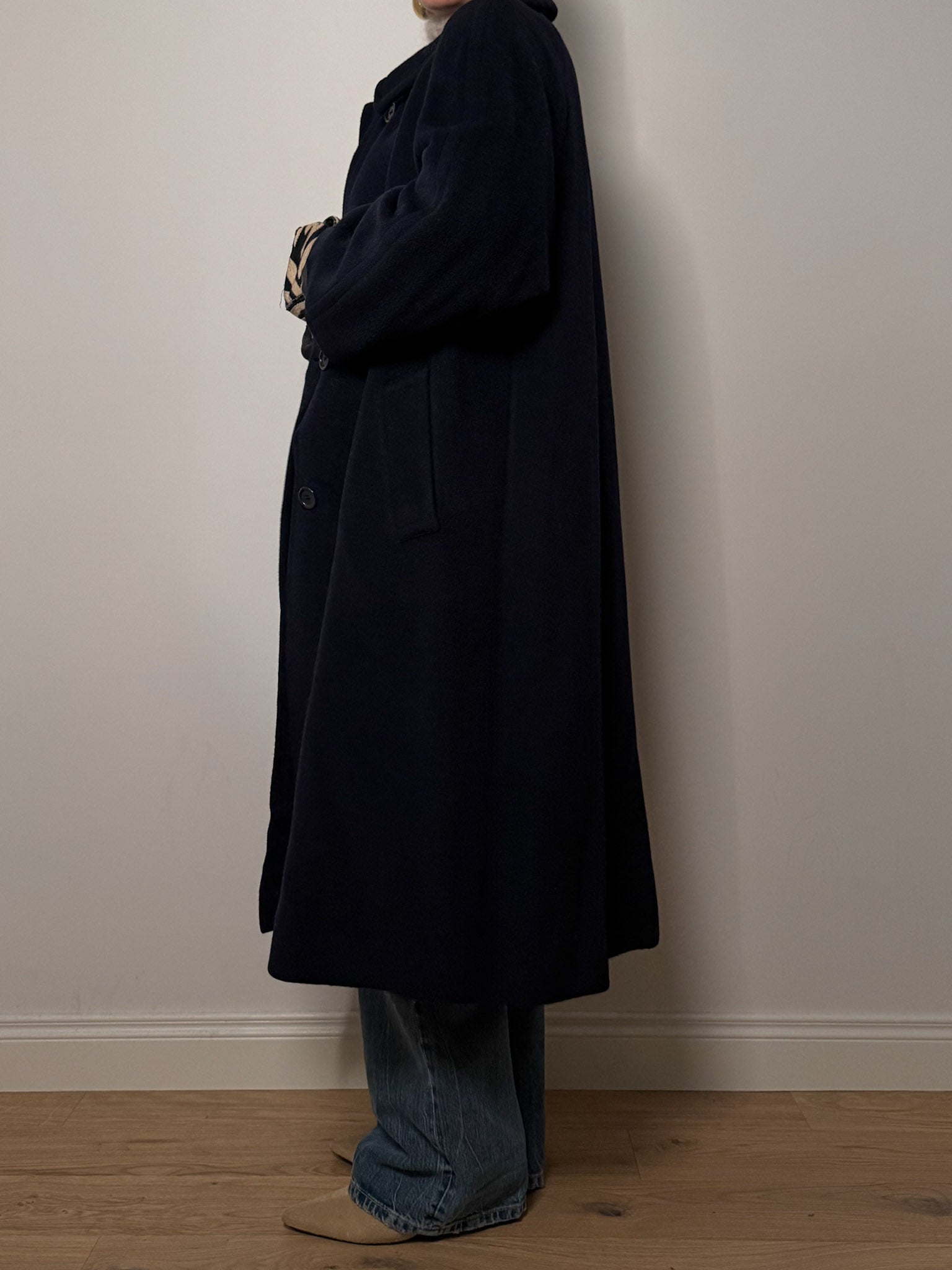 Wool, mohair and alpaca blue coat