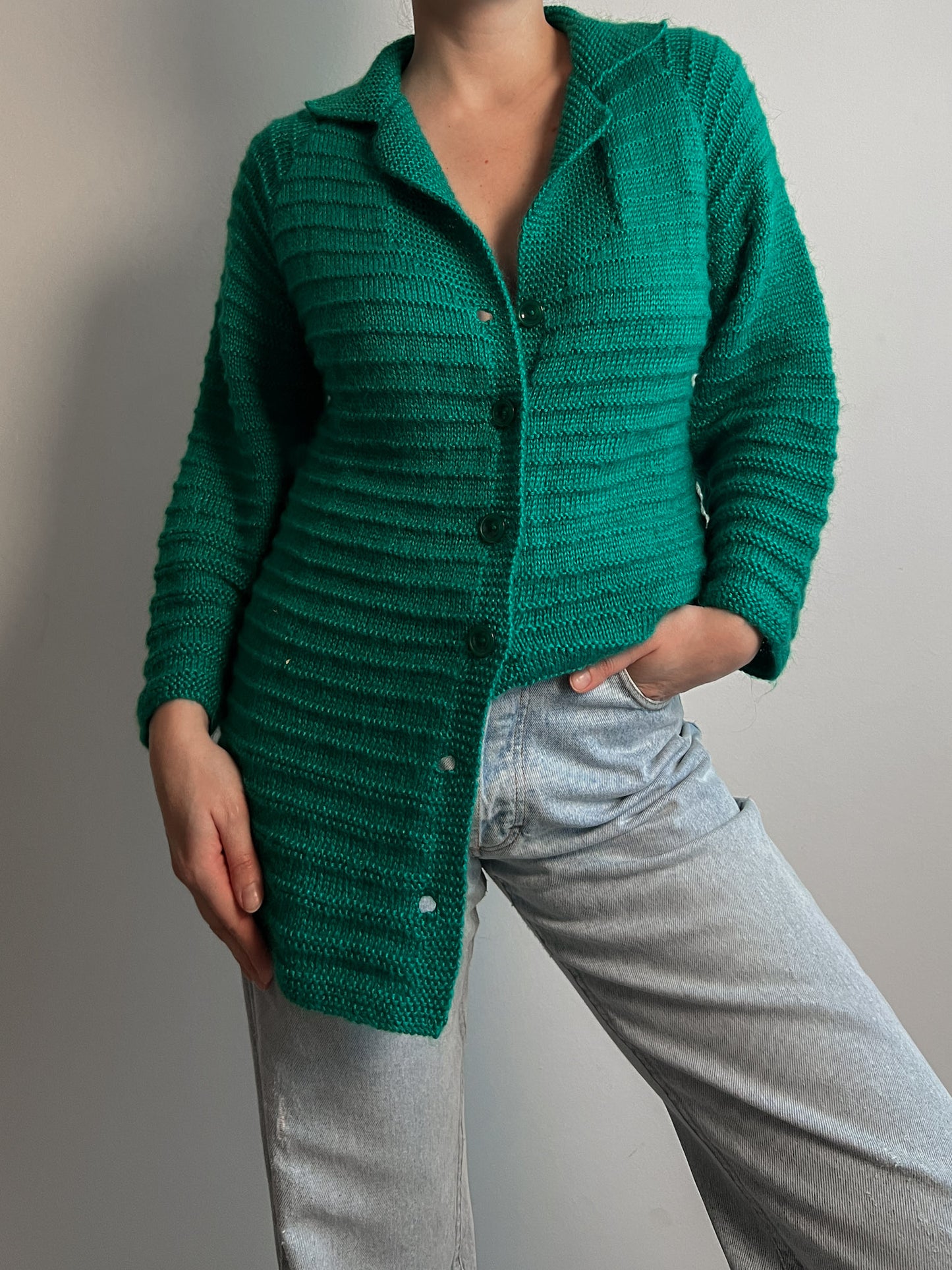 Wool and mohair green cardigan