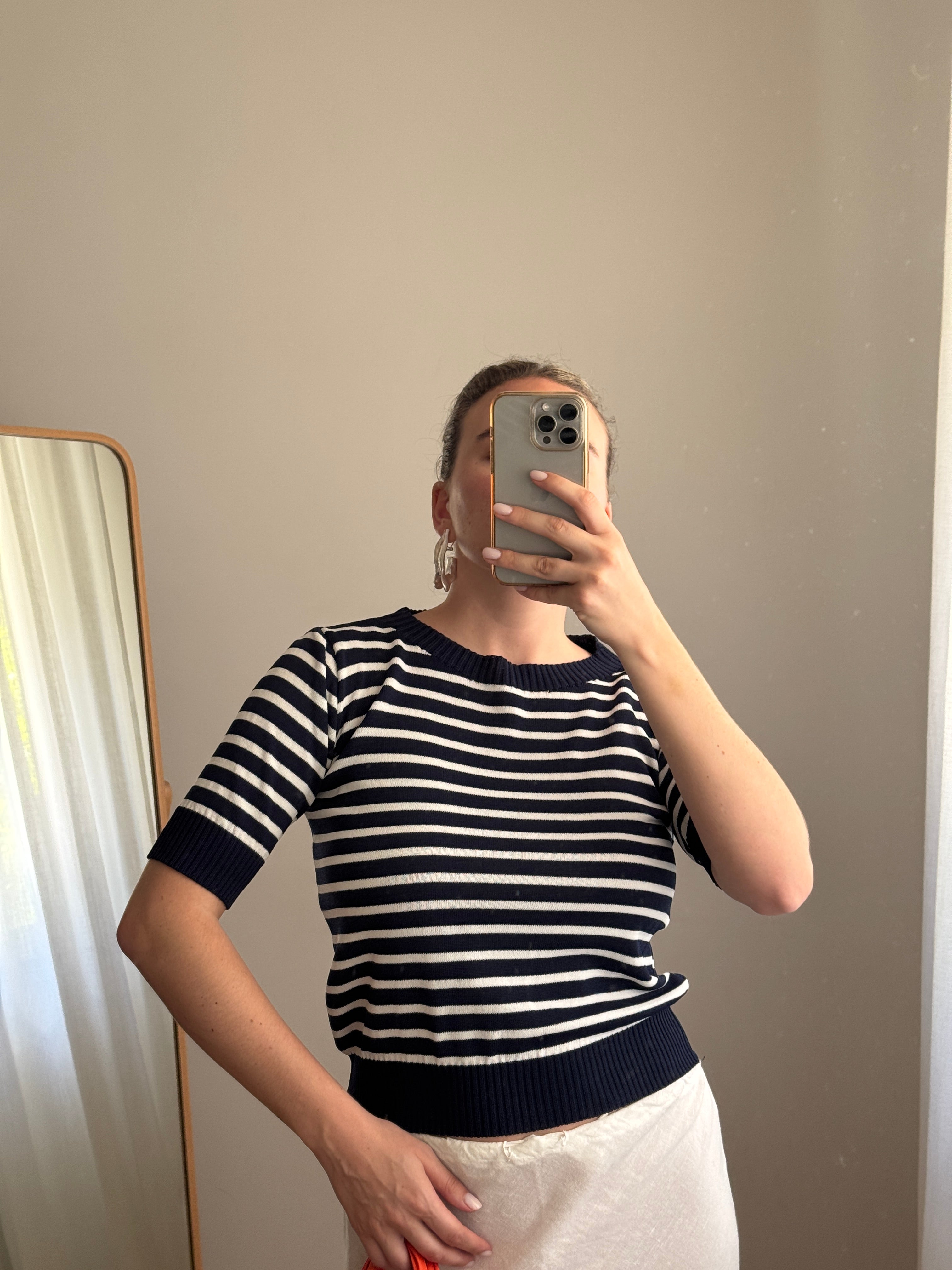 Maglia in filo di viscosa a righe