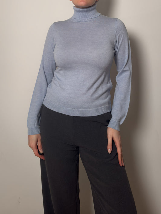 Pure merino wool sky turtleneck pull