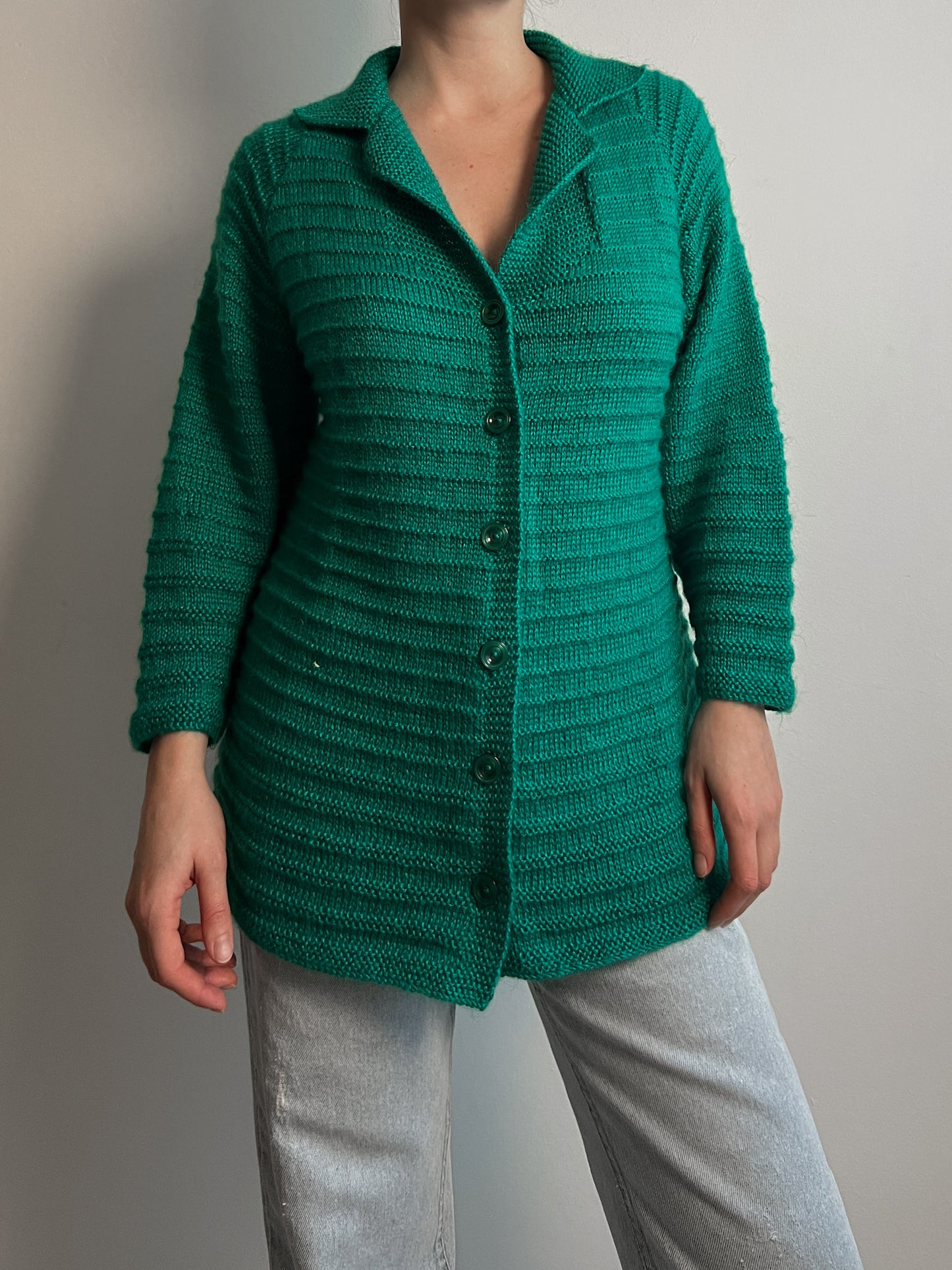 Wool and mohair green cardigan