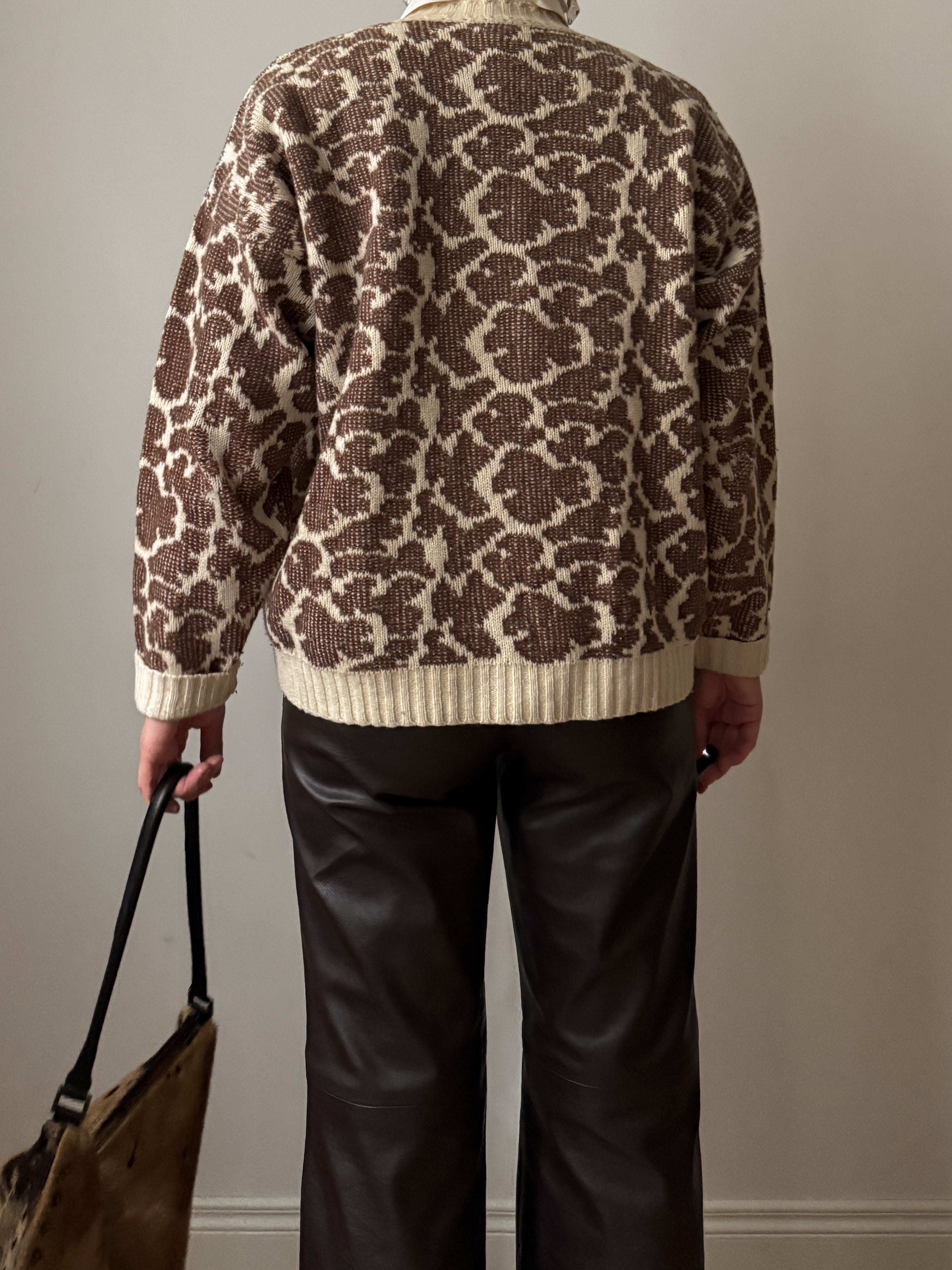 Wool blend animalier cardigan