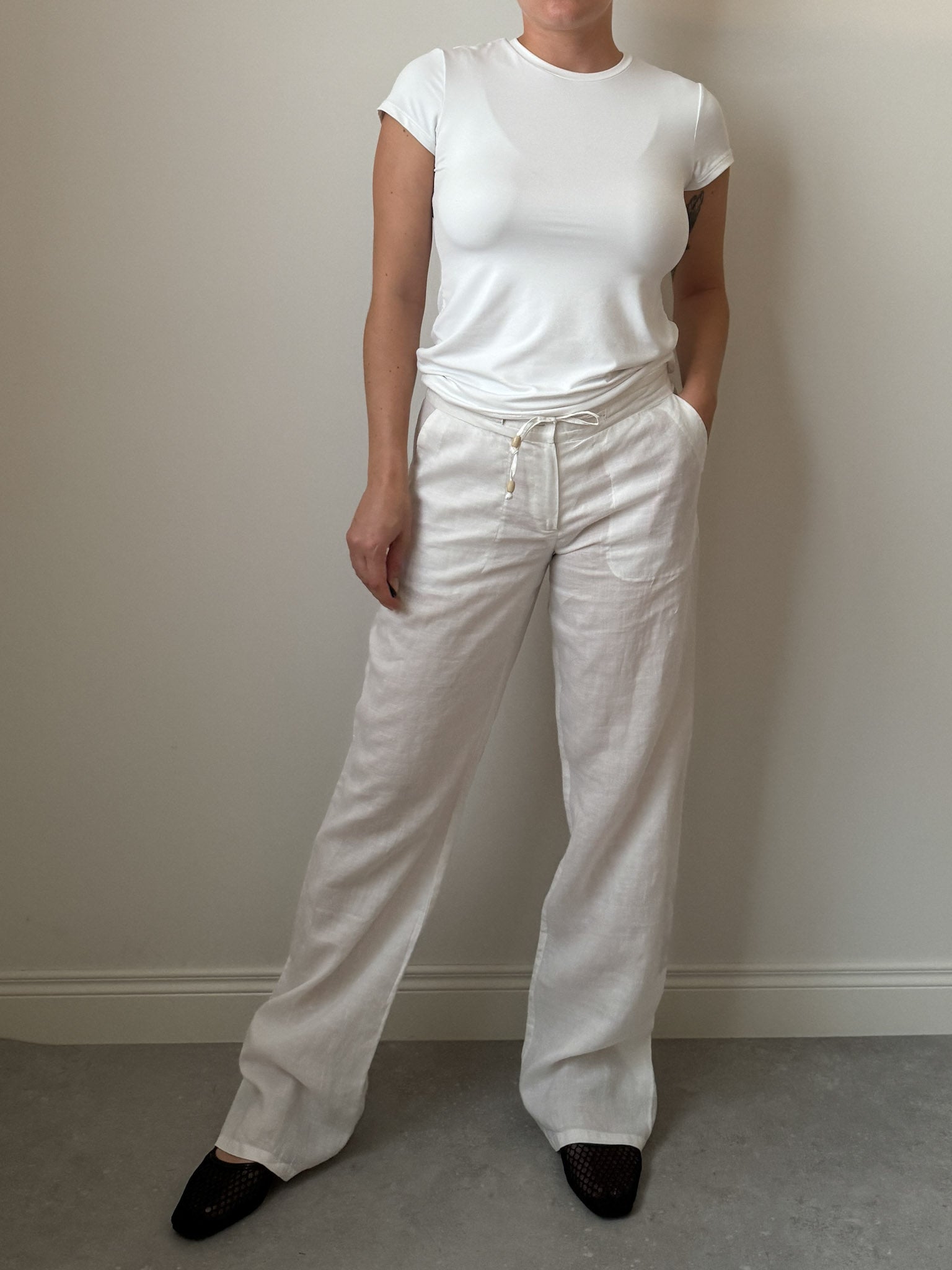 Pure linen white pants