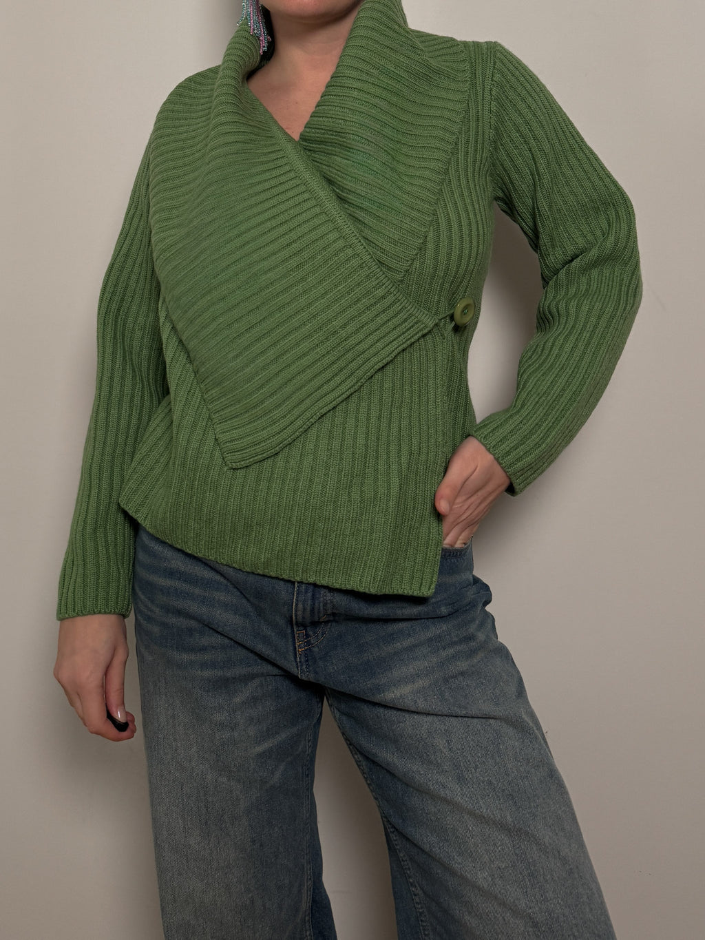 Pure wool green cardigan