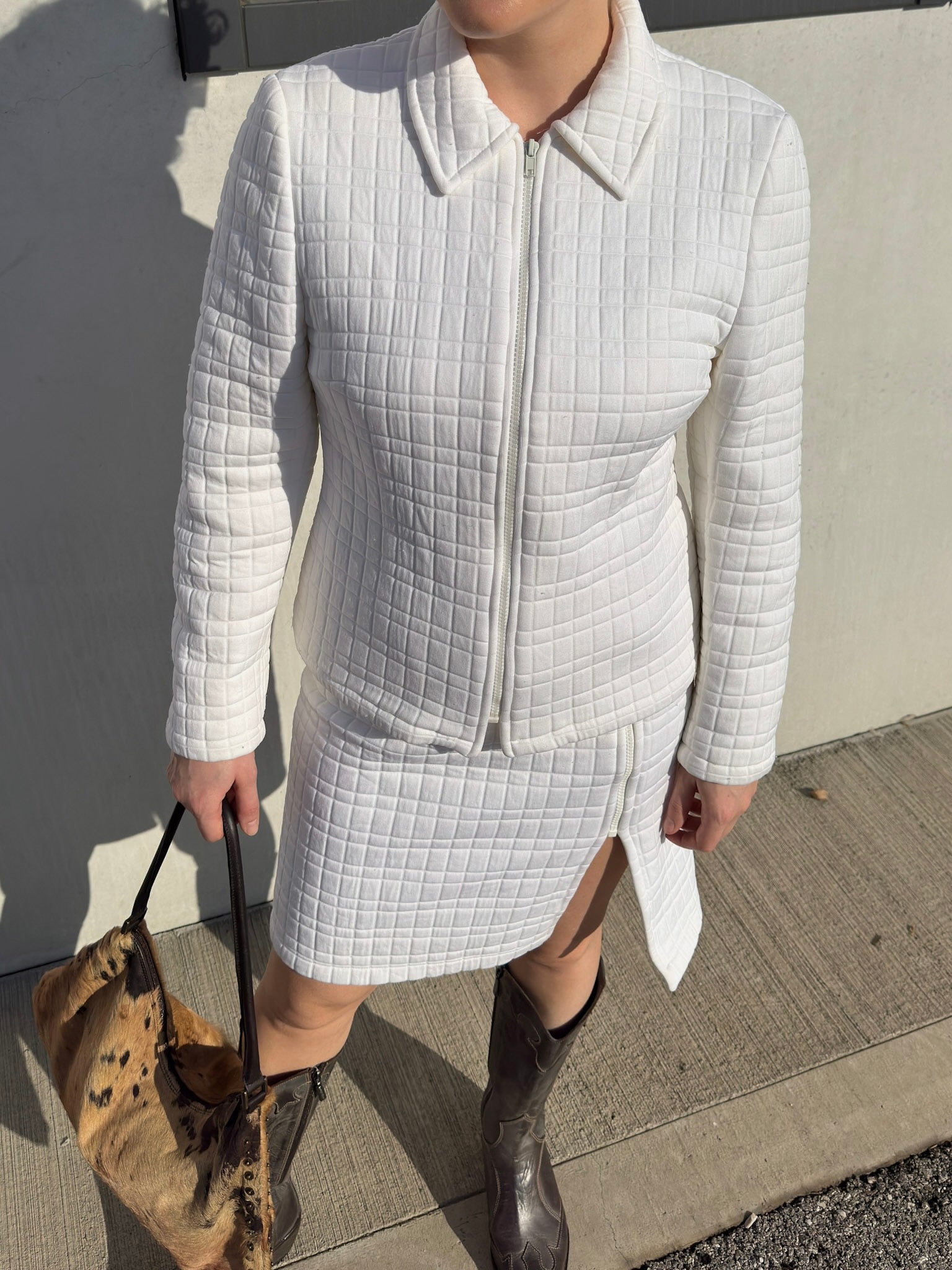 Quilted white suit