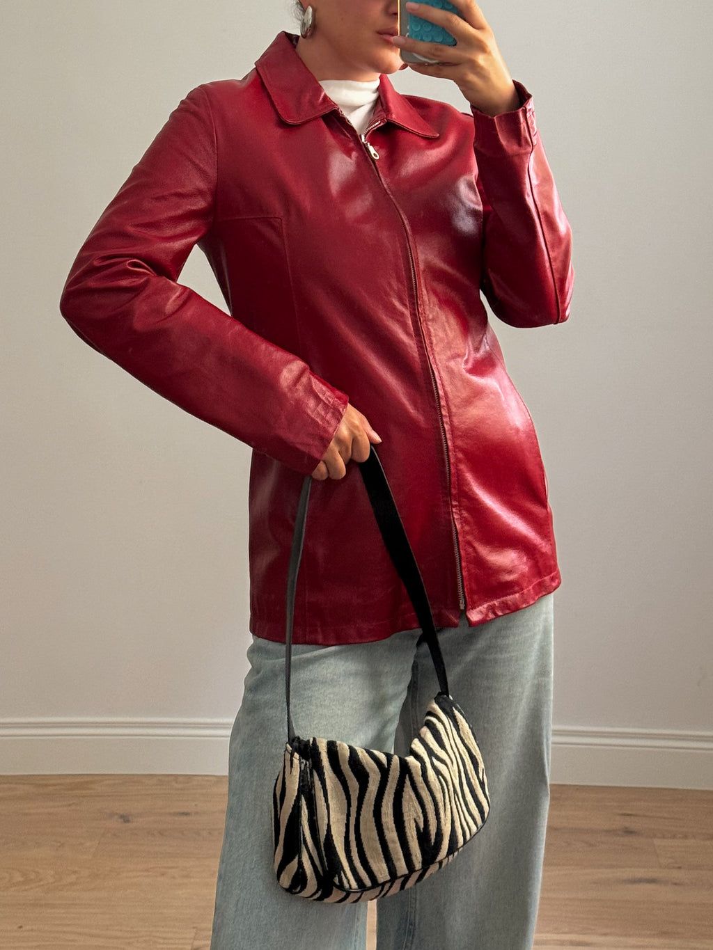Real leather red jacket