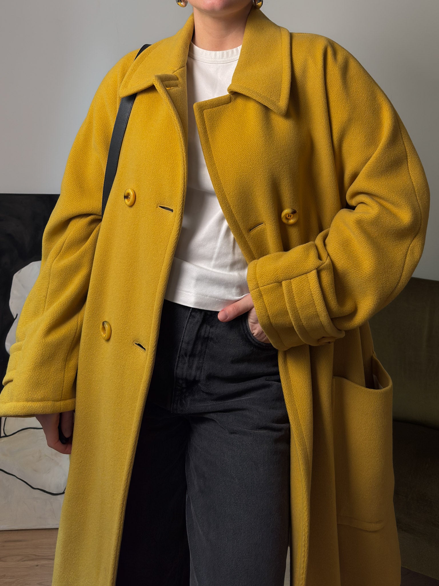 Pure virgin wool yellow caban