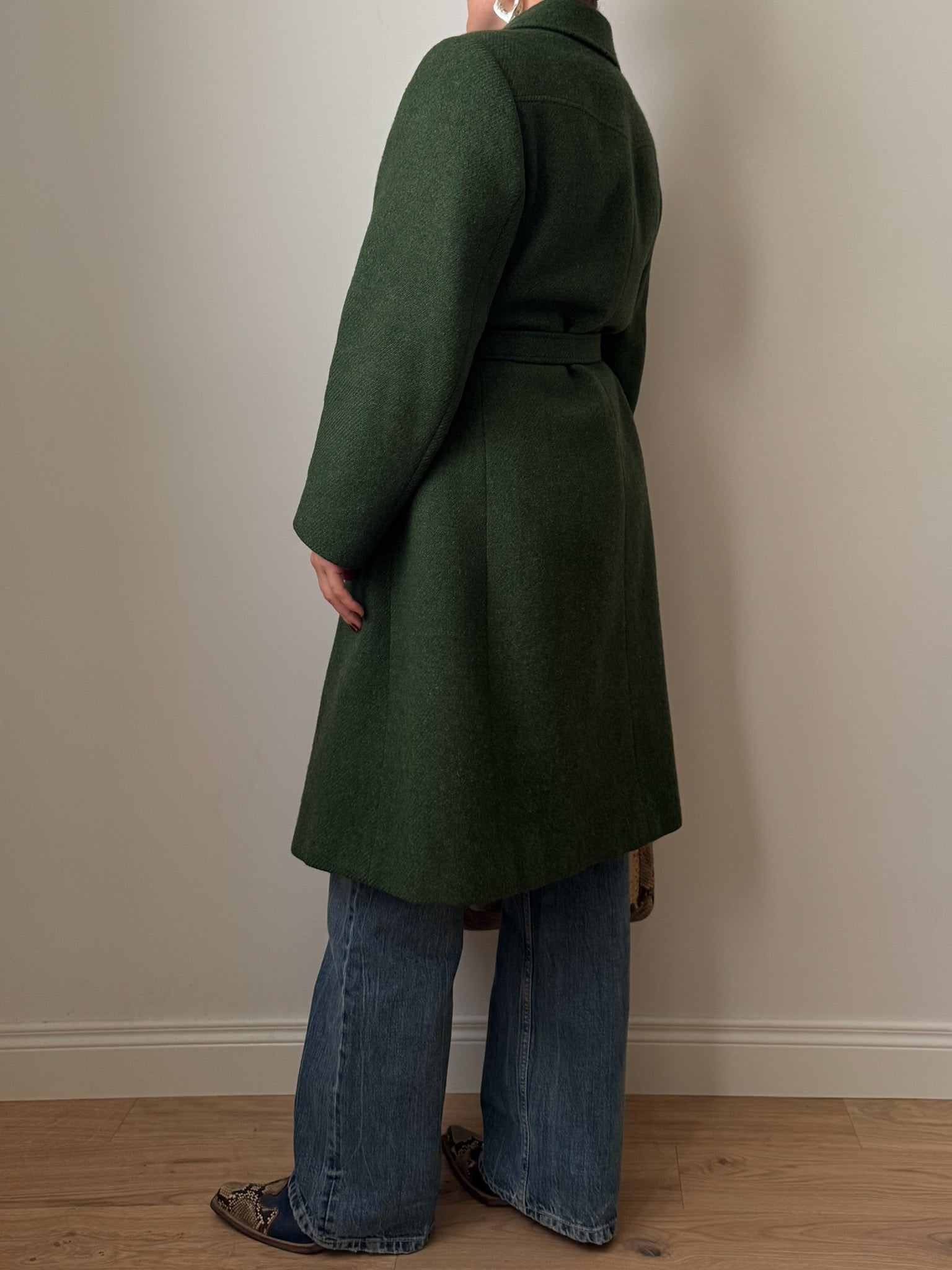 Pure new wool green coat