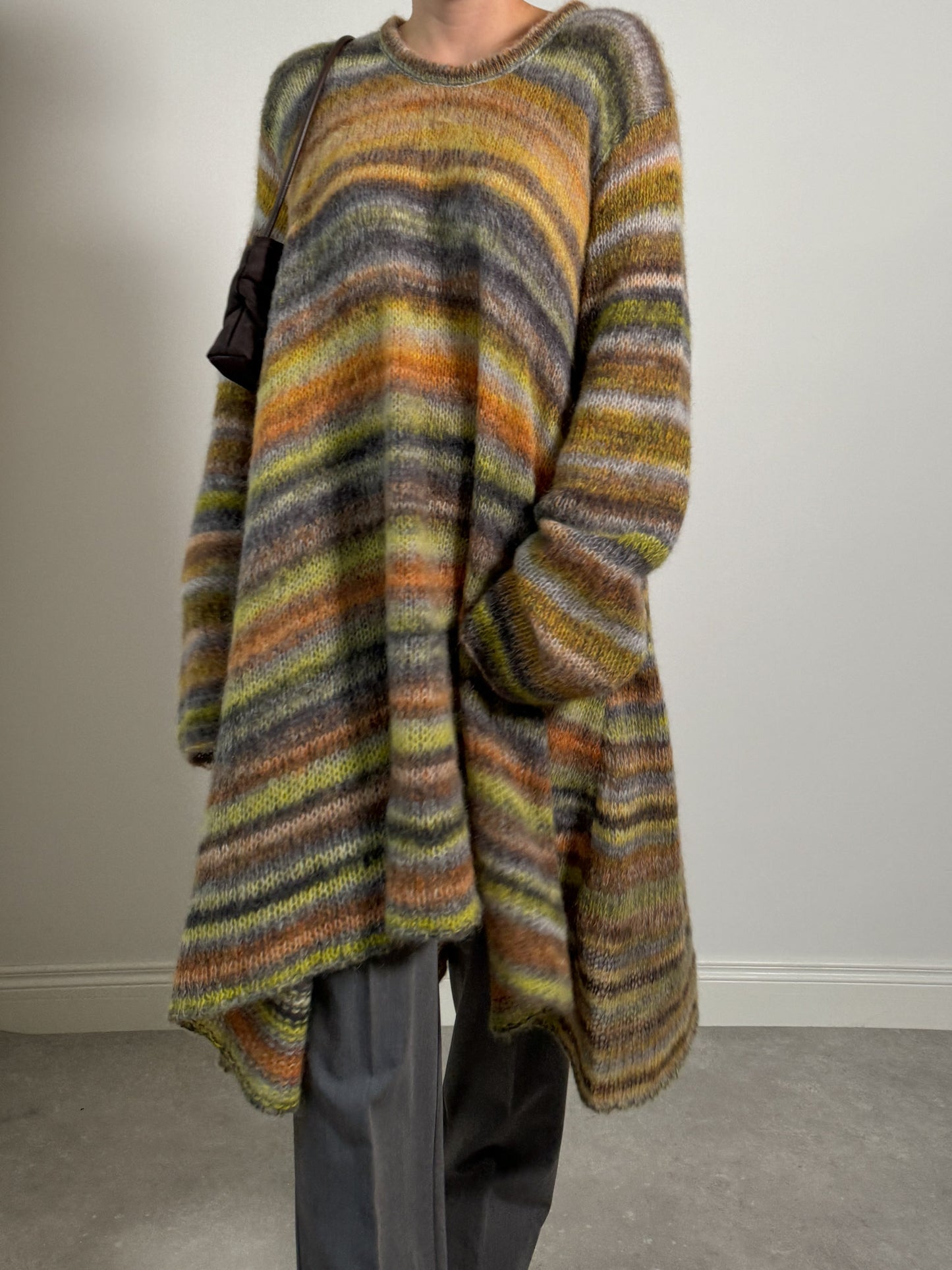 Wool and mohair striped maxi dress