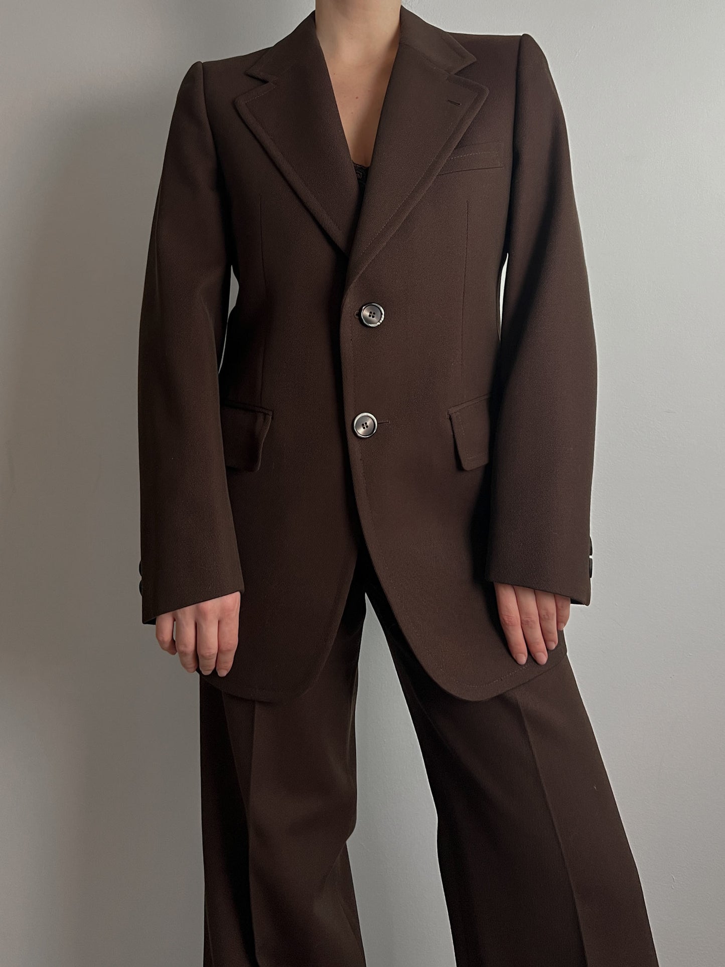 Pure virgin wool brown suit