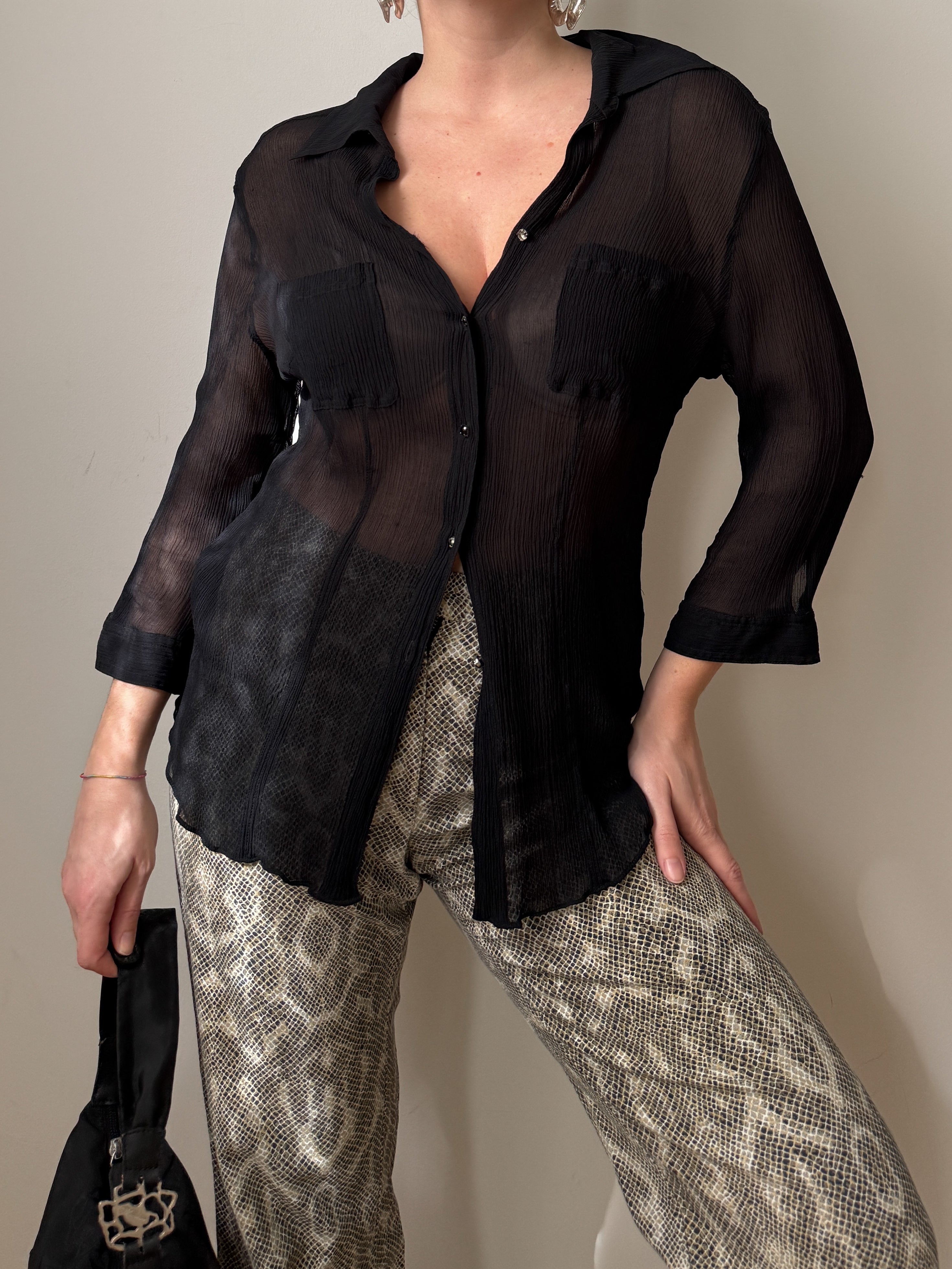 Pure silk black blouse