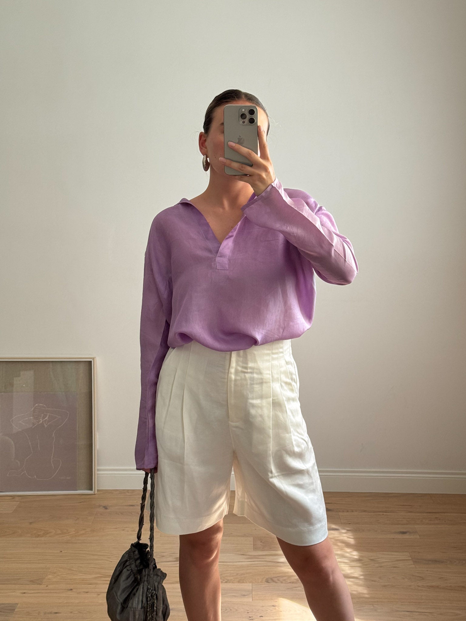Pure silk lilac shirt