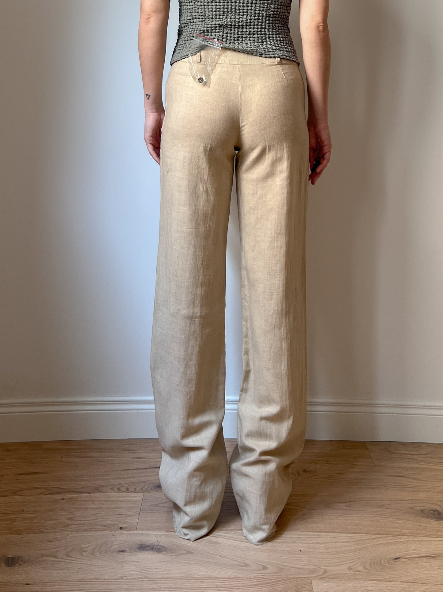 Linen and cotton beige pants