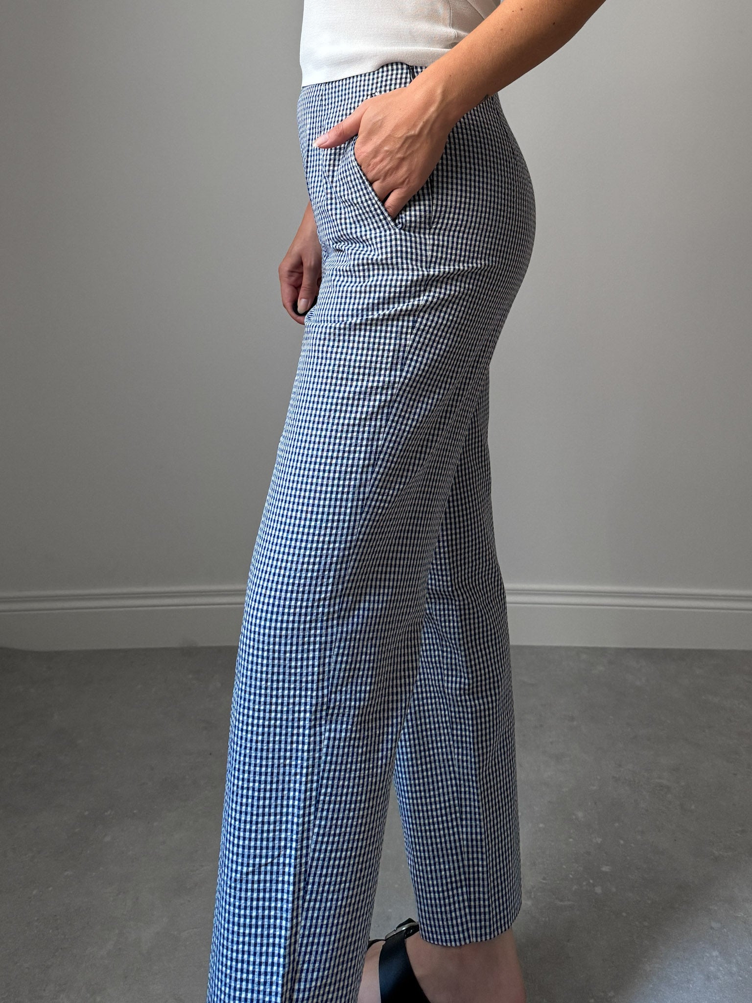 Cotton blue and white vichy pants
