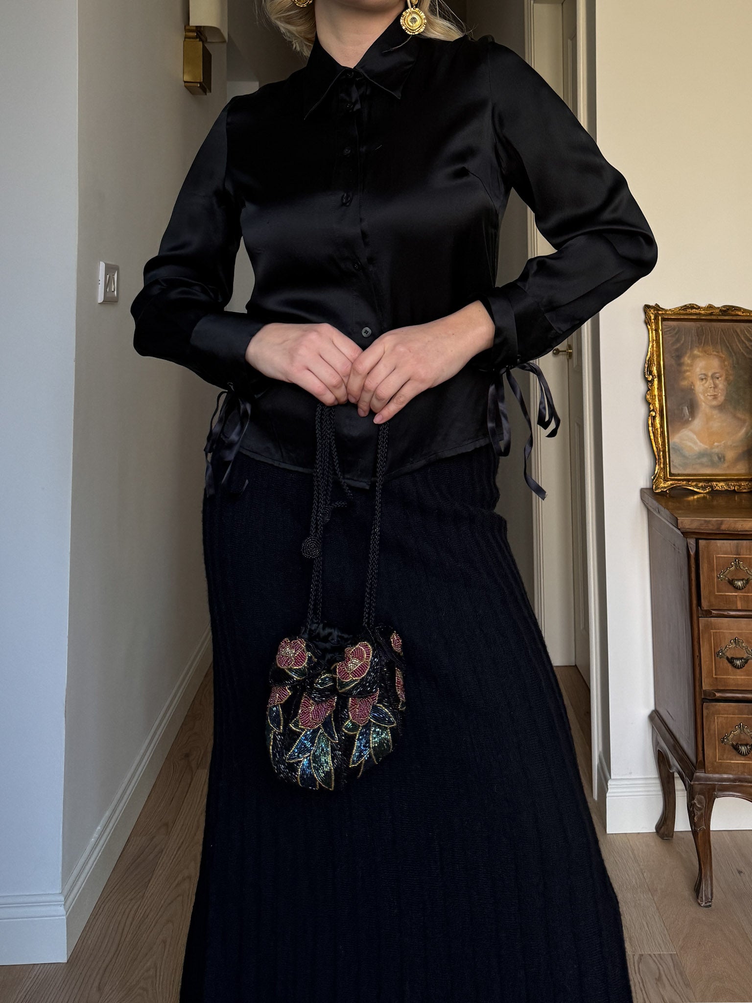 Pure silk black shirt