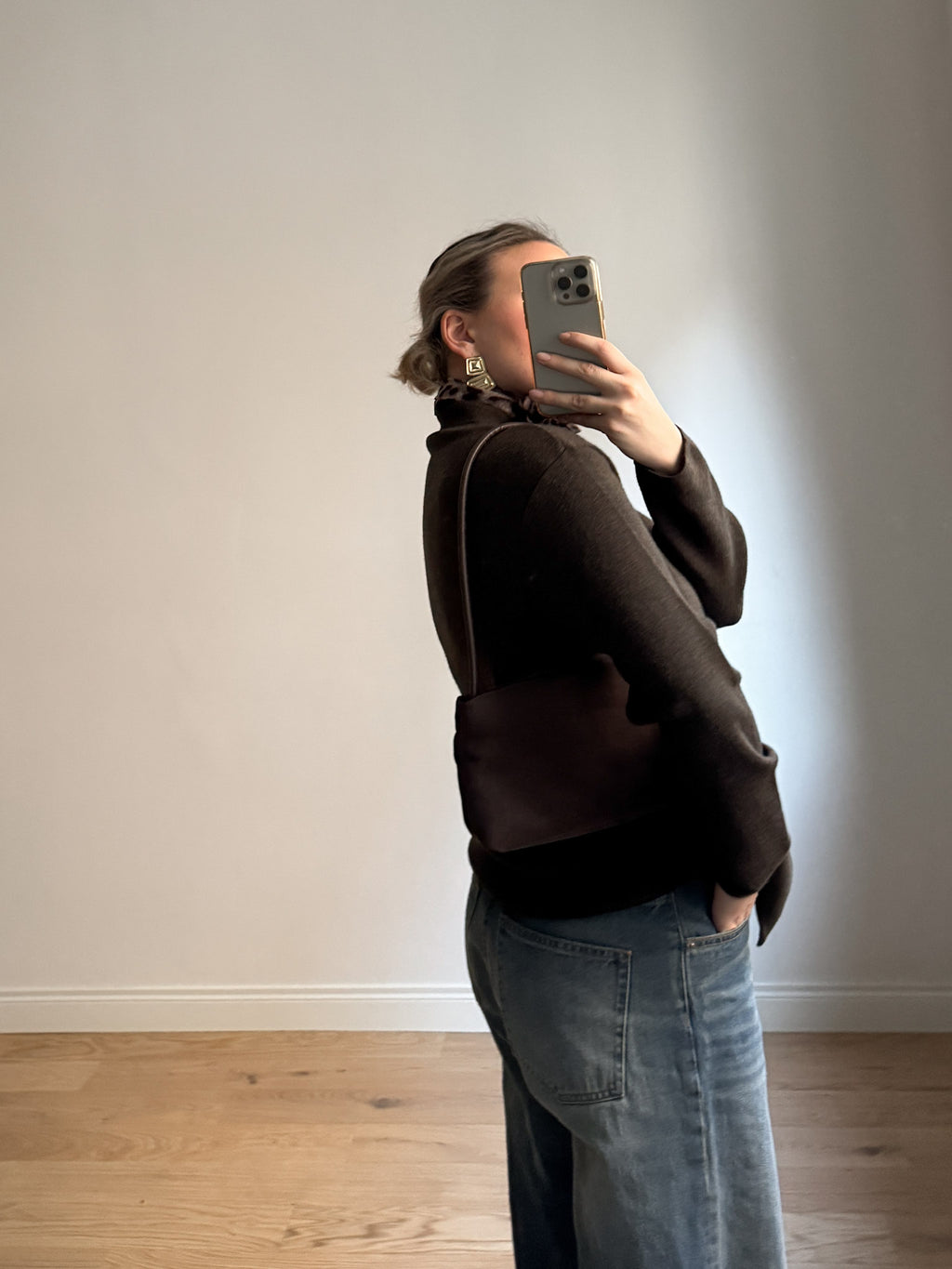 Pure merino wool brown pull