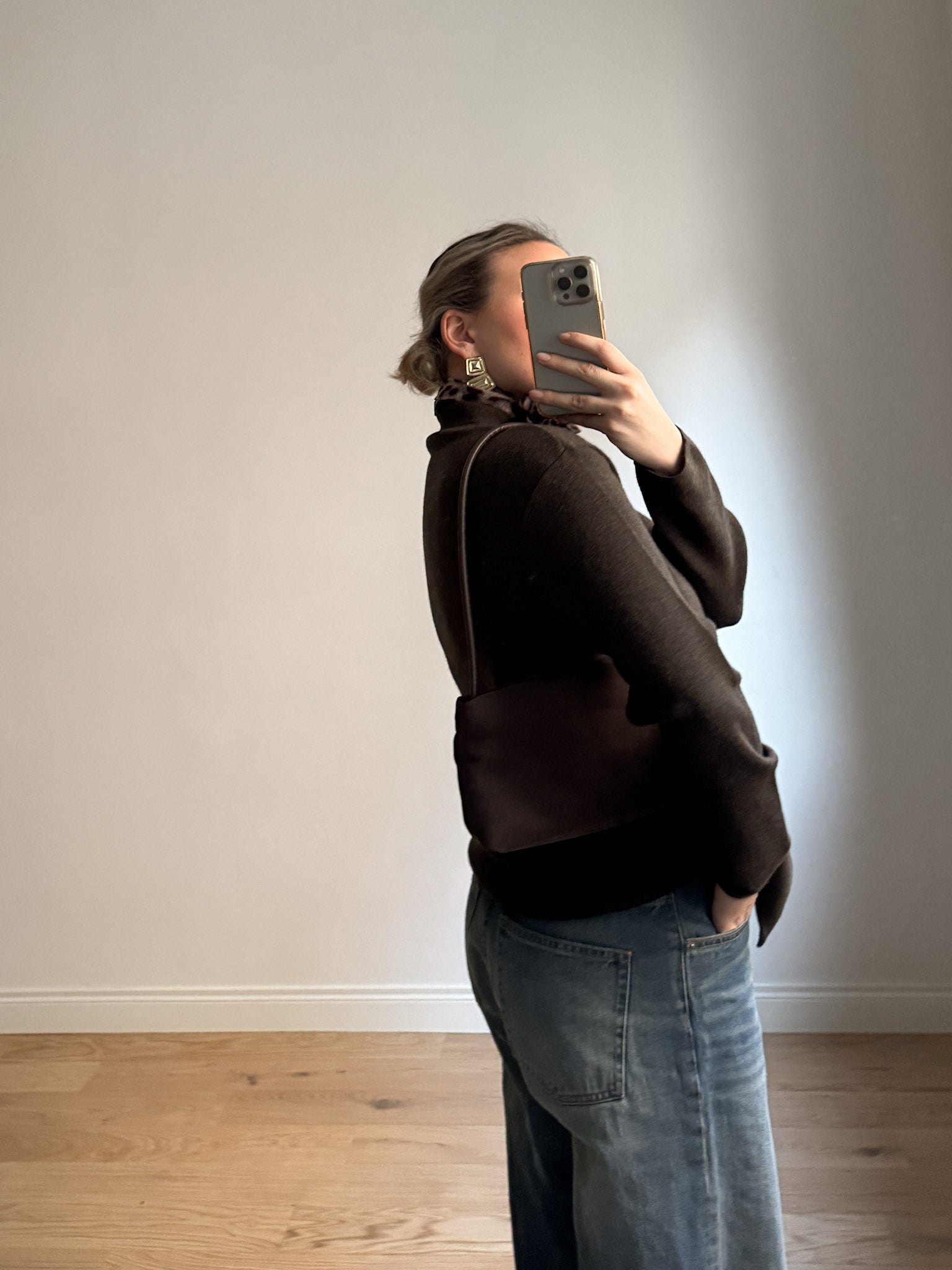 Pure merino wool brown pull