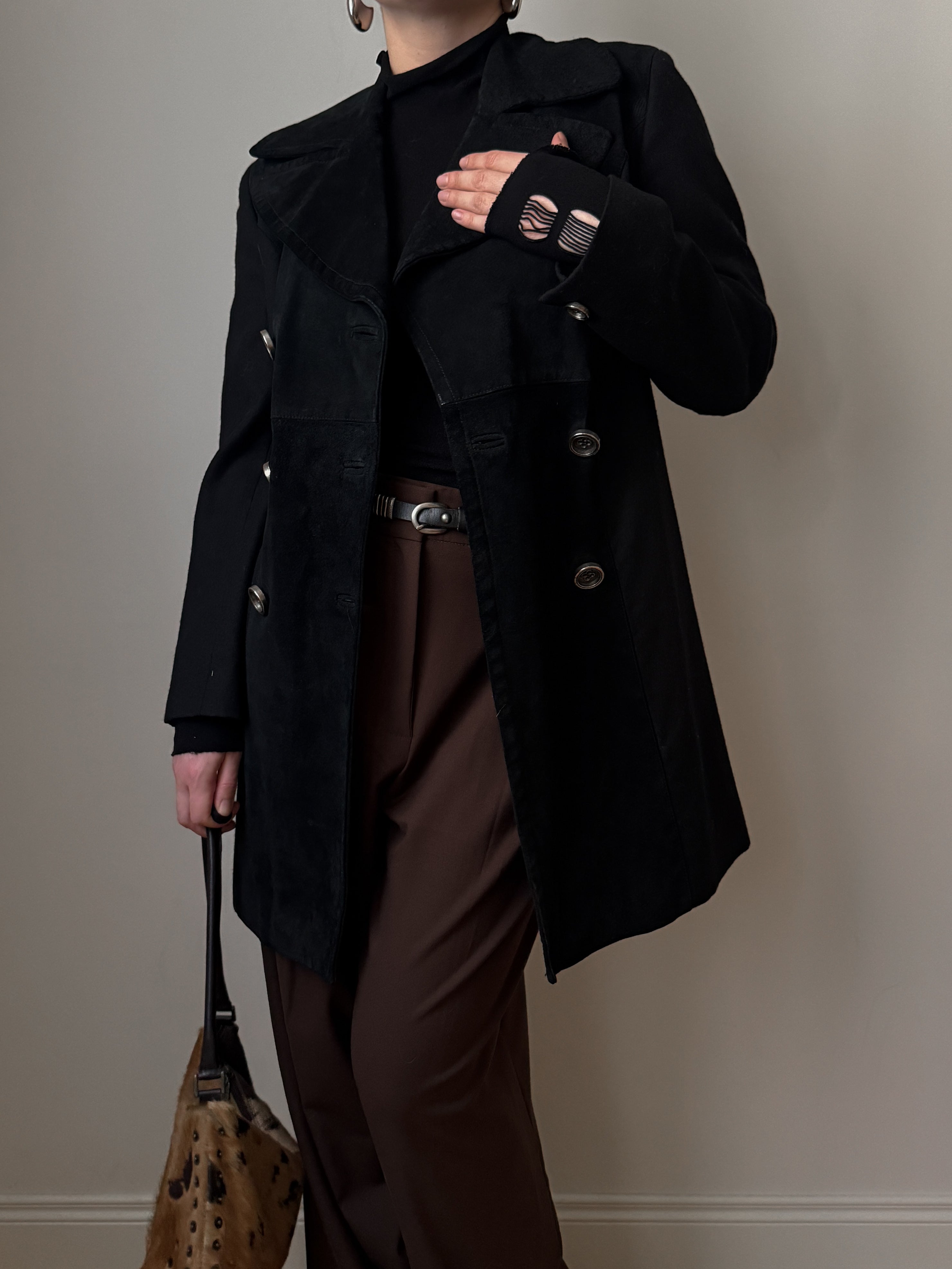 Suede and wool black jacket