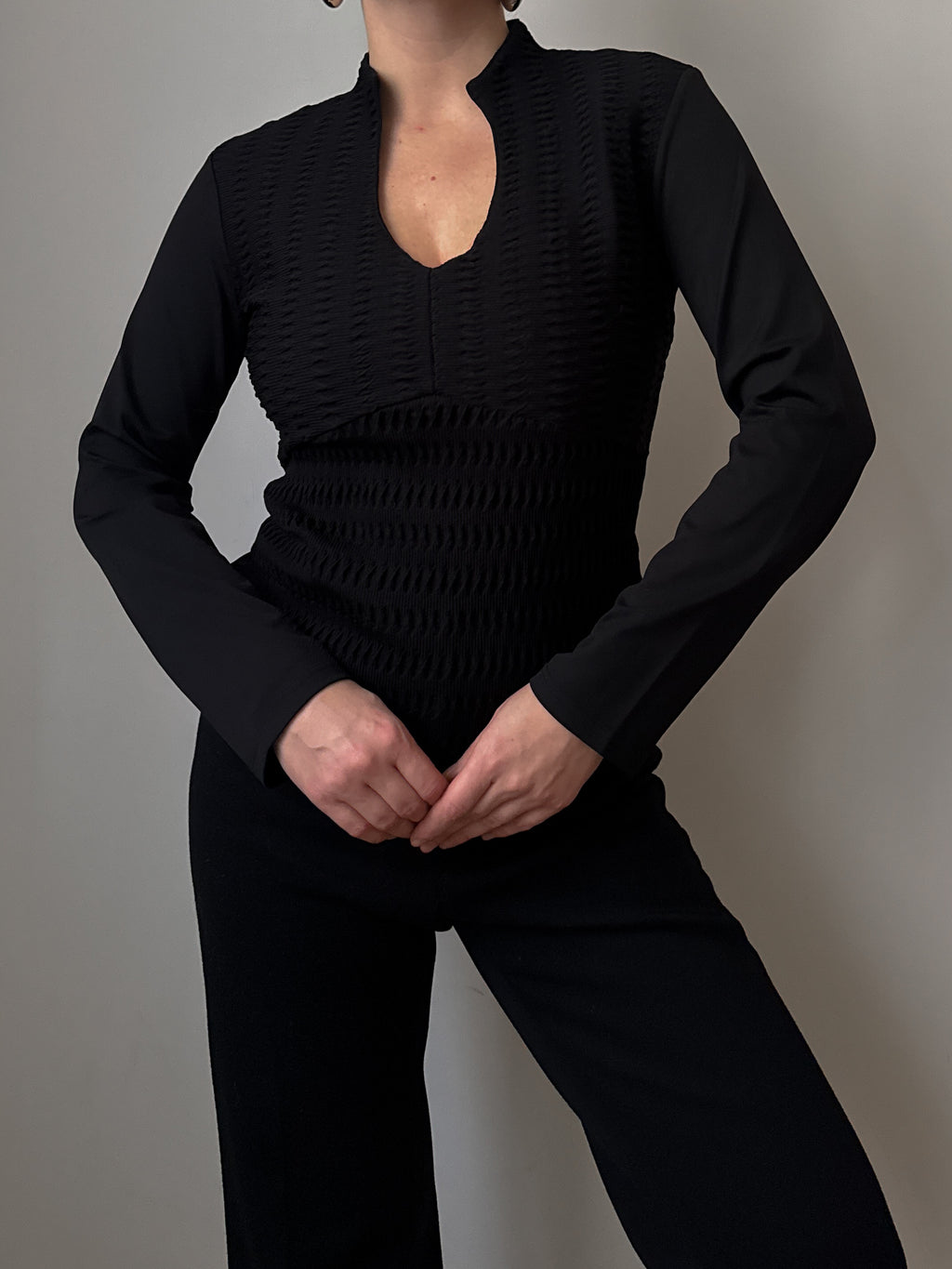 Stretch jersey black top