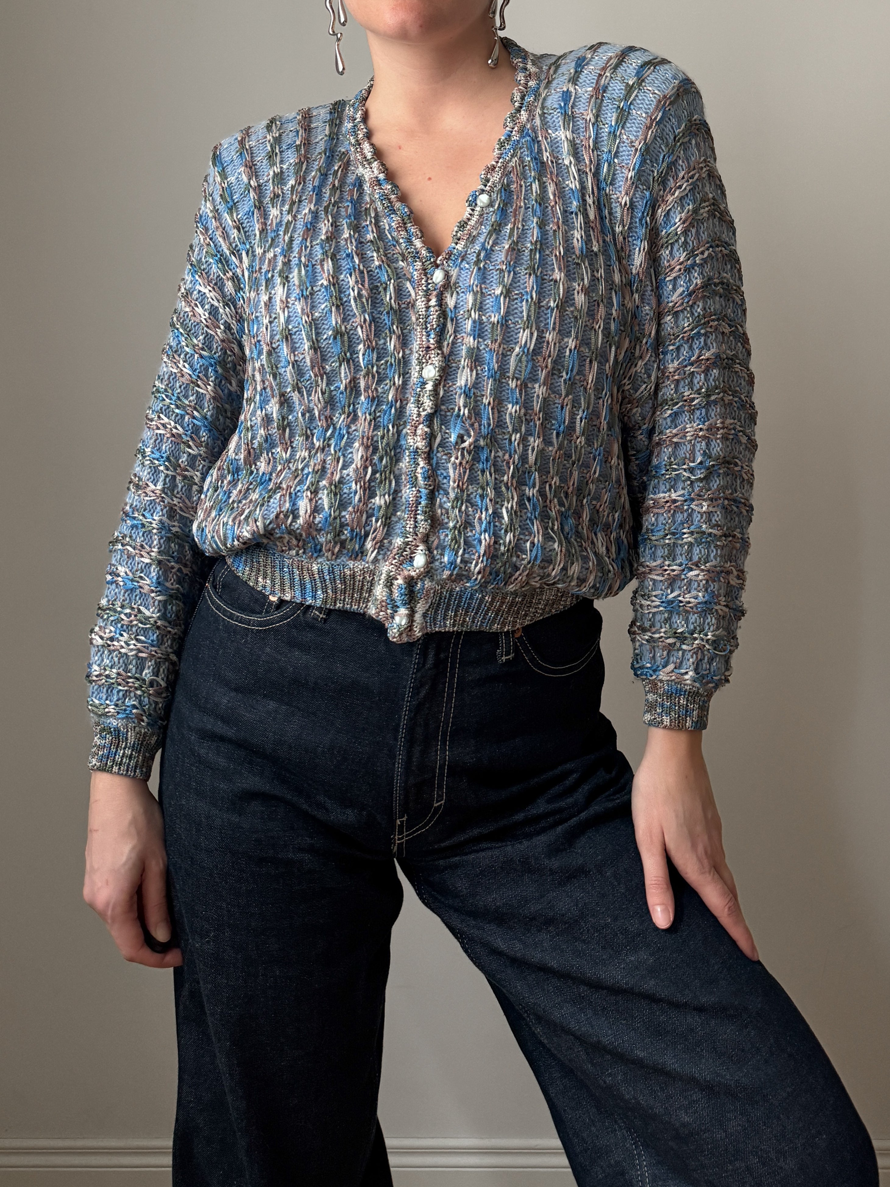 Wool and viscose cropped cardigan