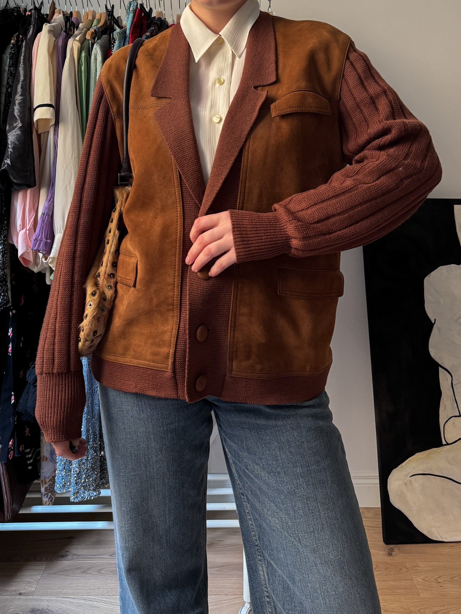 Wool and suede caramel jacket