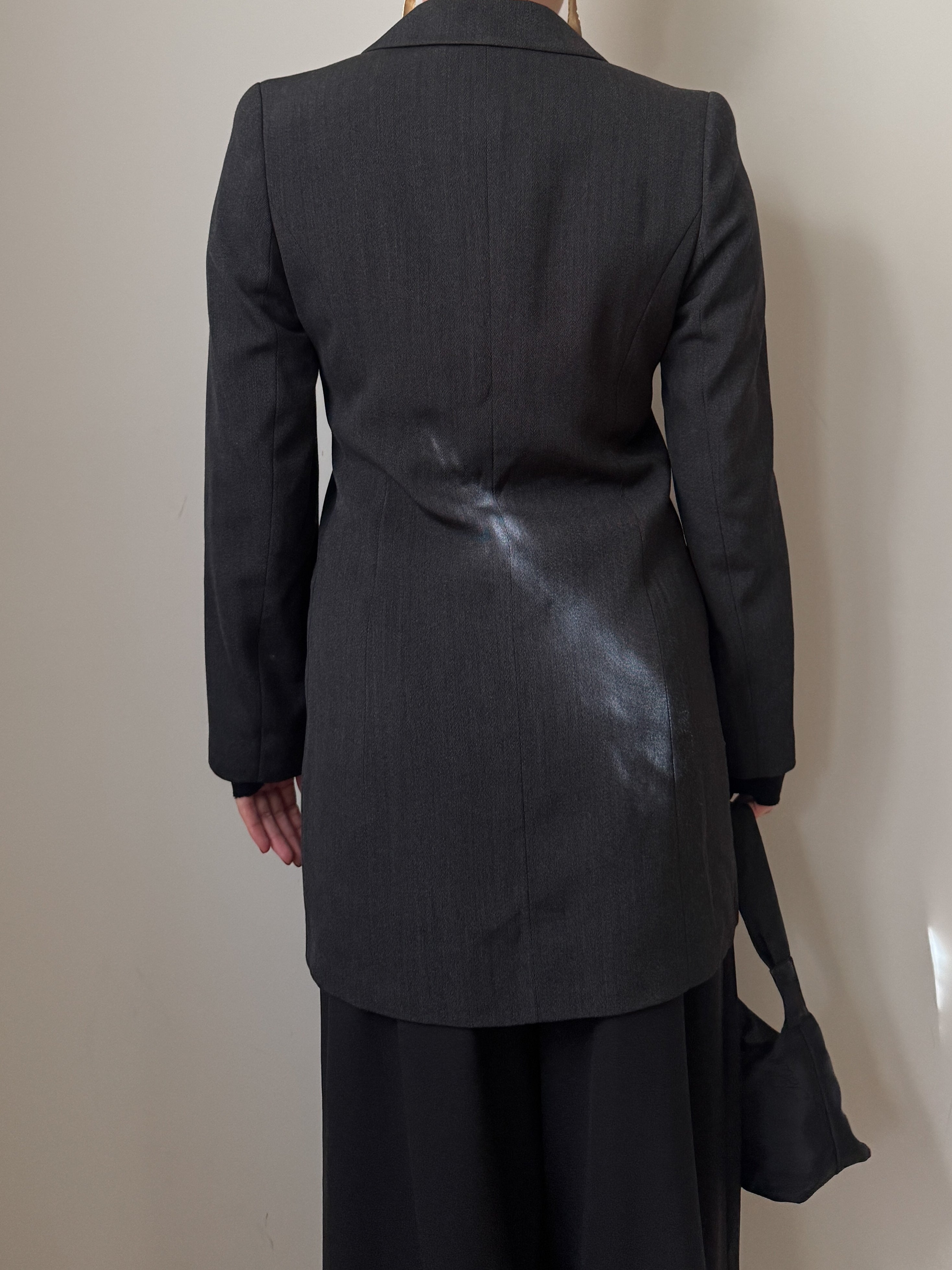 Blazer vintage antracite in lana e viscosa sagomato