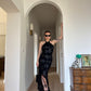 Pure silk sequins black dress