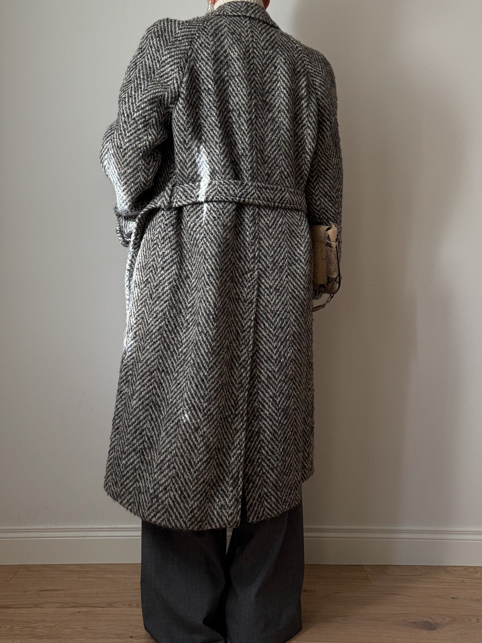 Pure wool herringobone coat
