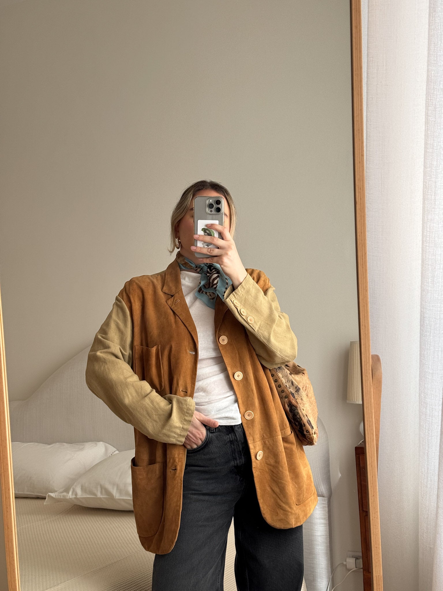 Suede and linen jacket