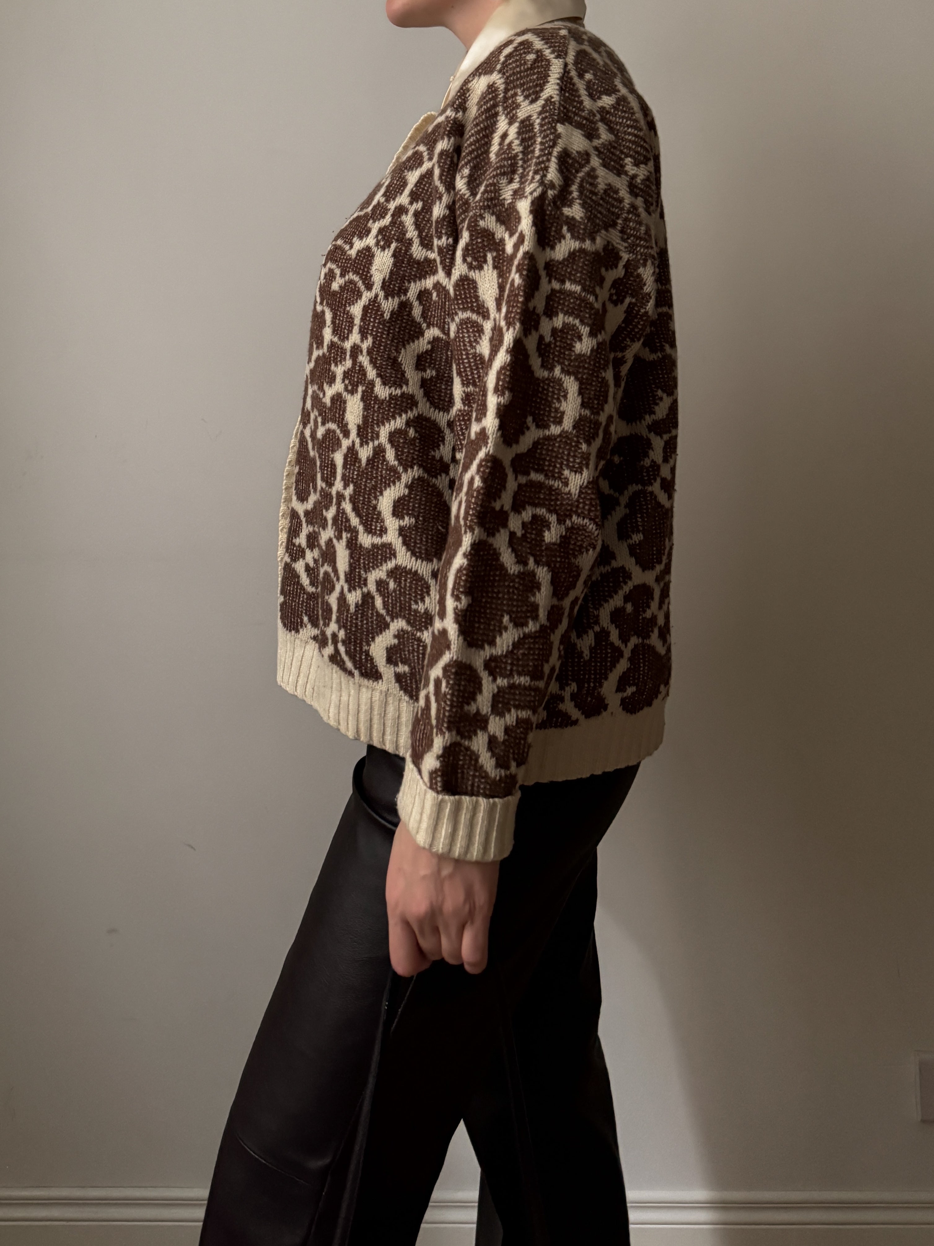 Wool blend animalier cardigan