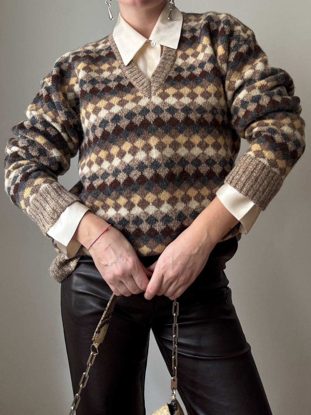 Pure virgin wool jacquard pull