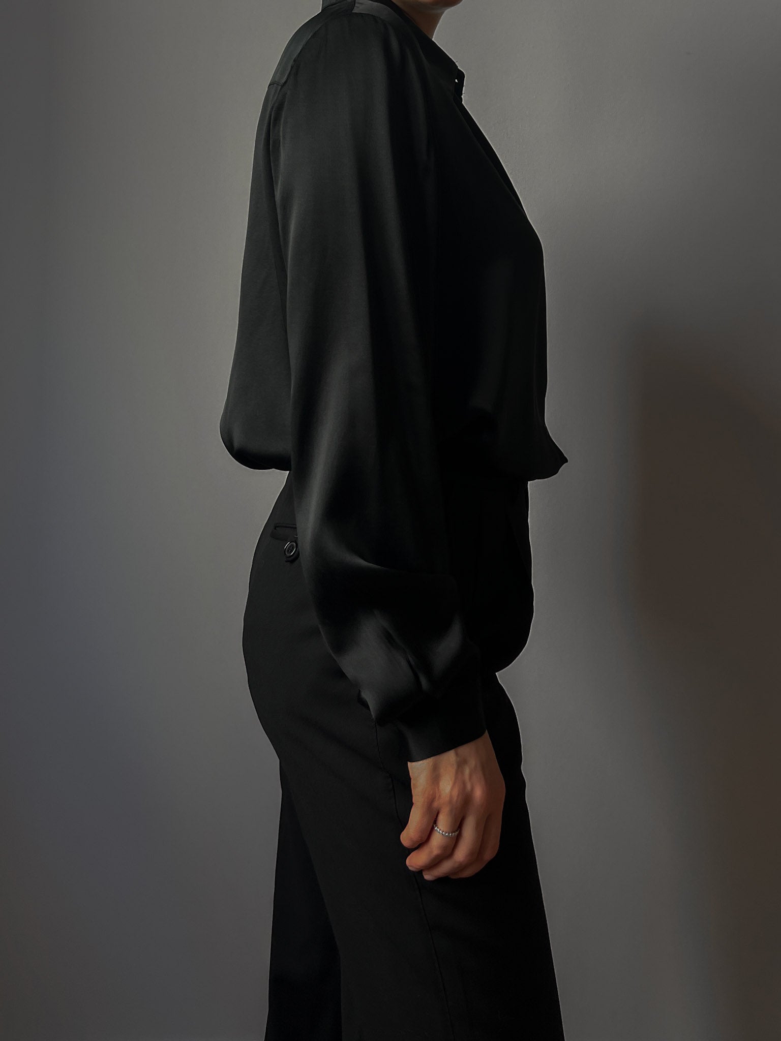 Pure silk black maxi shirt