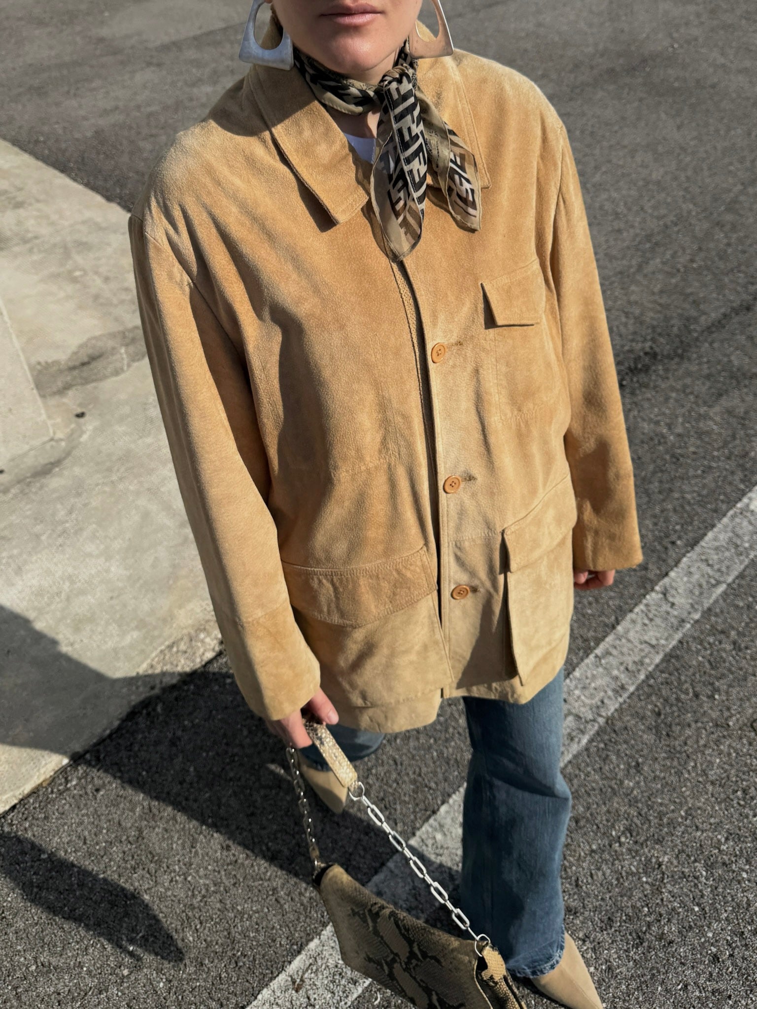 Real suede camel jacket