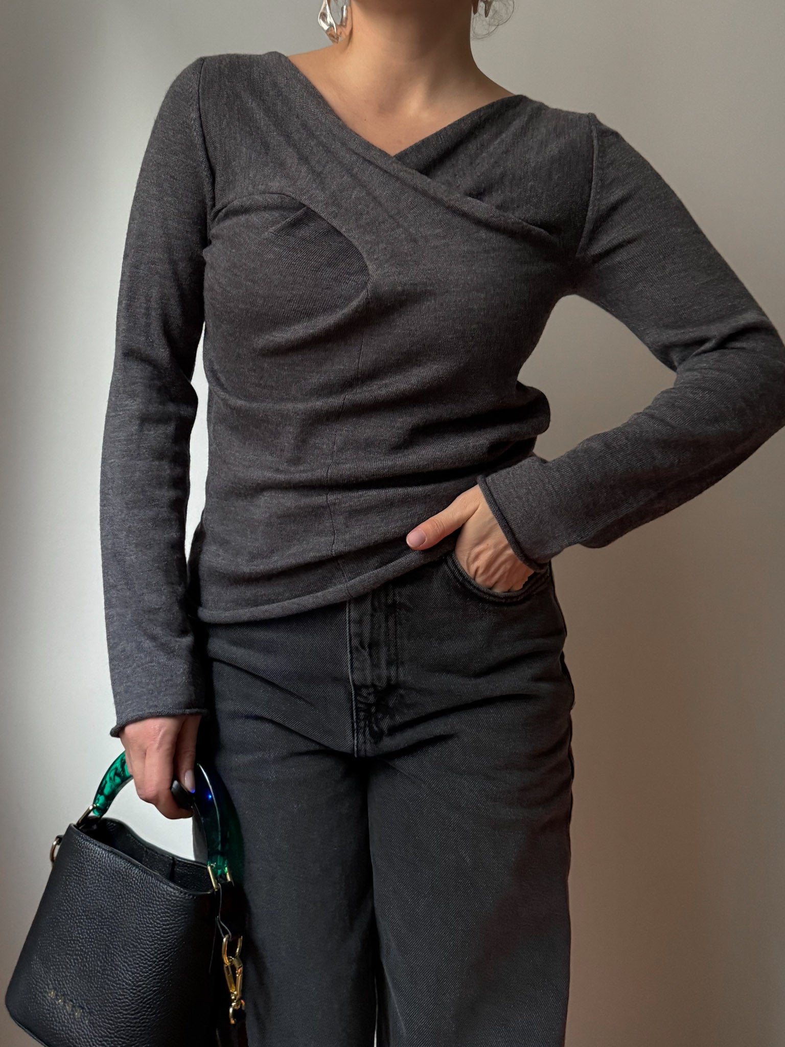 Pure merino wool grey top