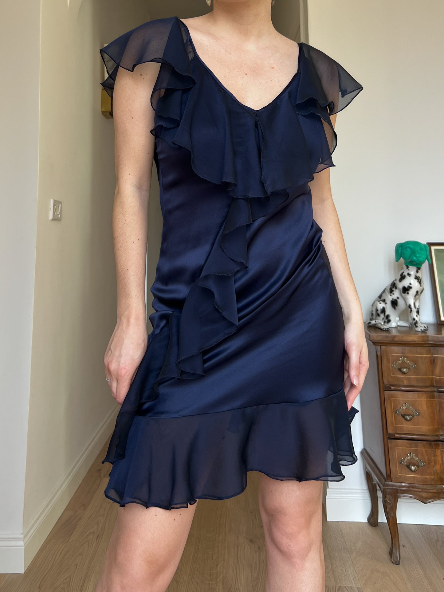 Satin blue dress