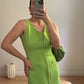 Zip green long dress