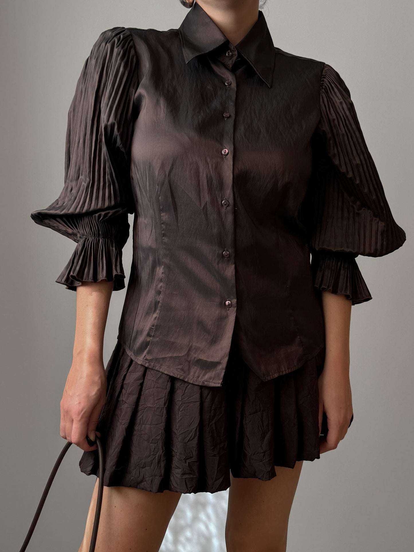 Metallic chocolate blouse