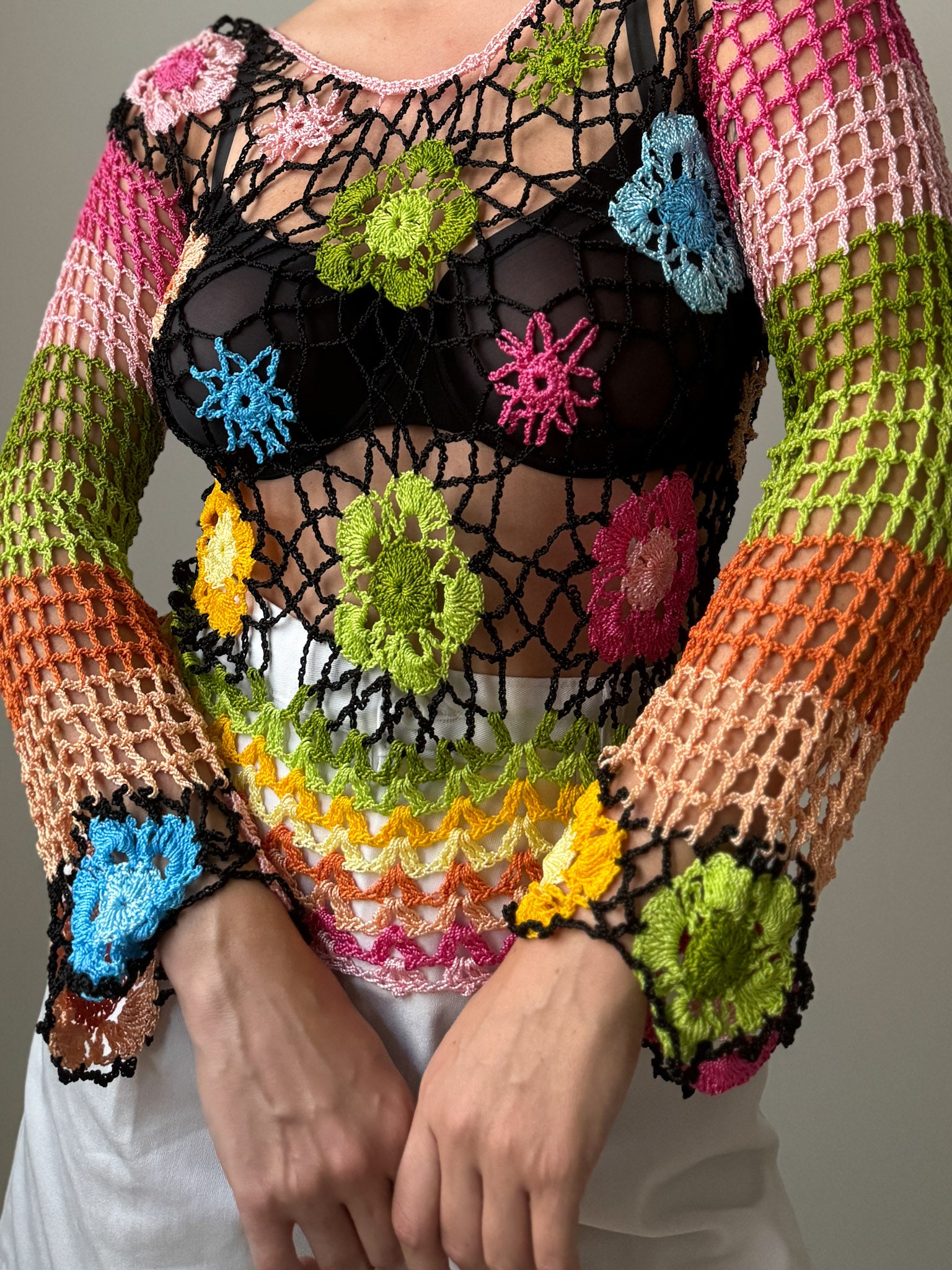 Crochet floral top