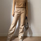 Real leather beige pants