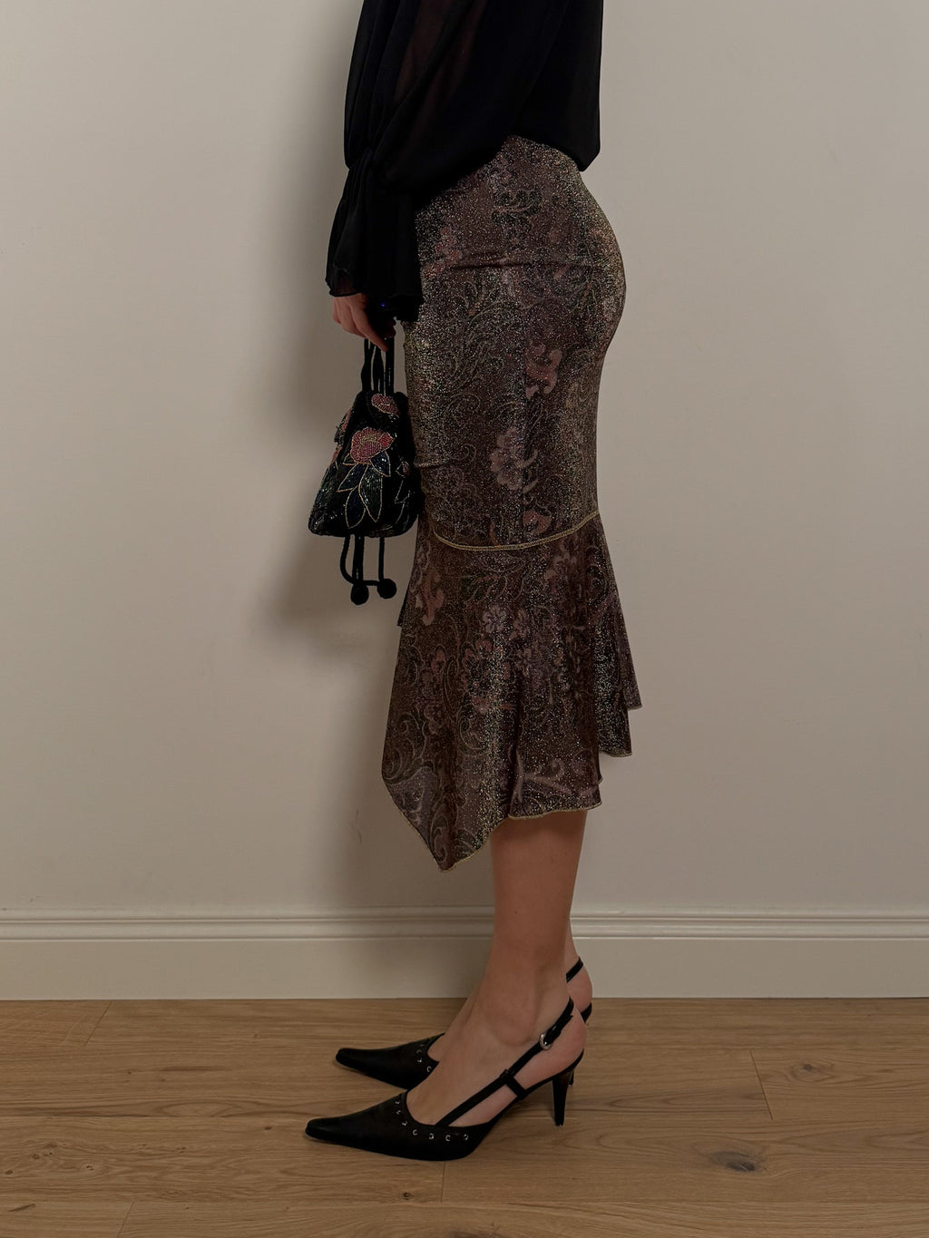 Lurex siren midi skirt
