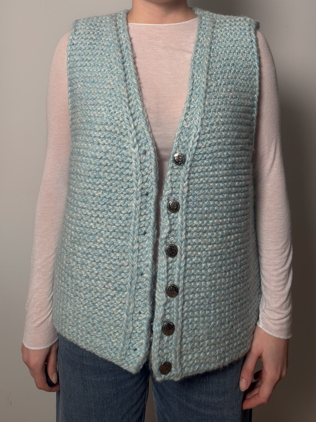 Pure wool handmade sky vest