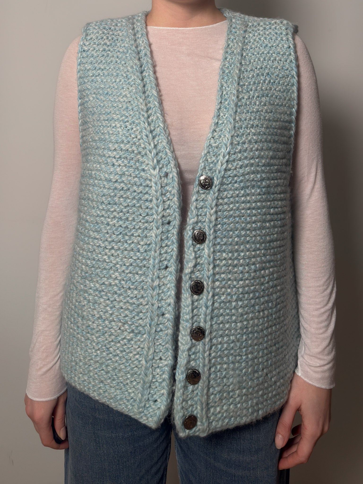 Pure wool handmade sky vest