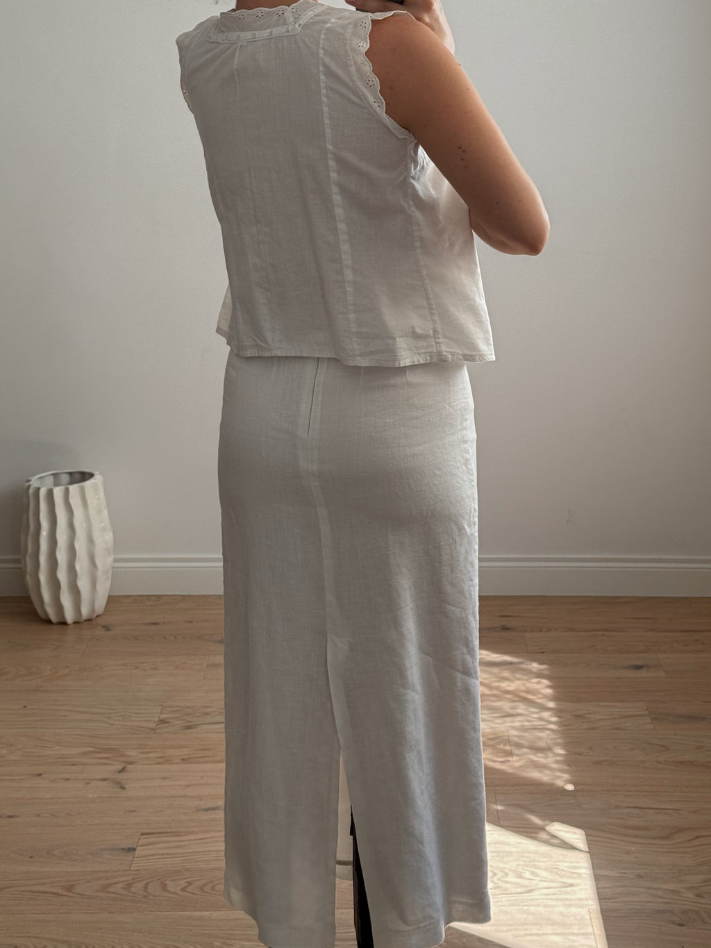 Pure linen white skirt