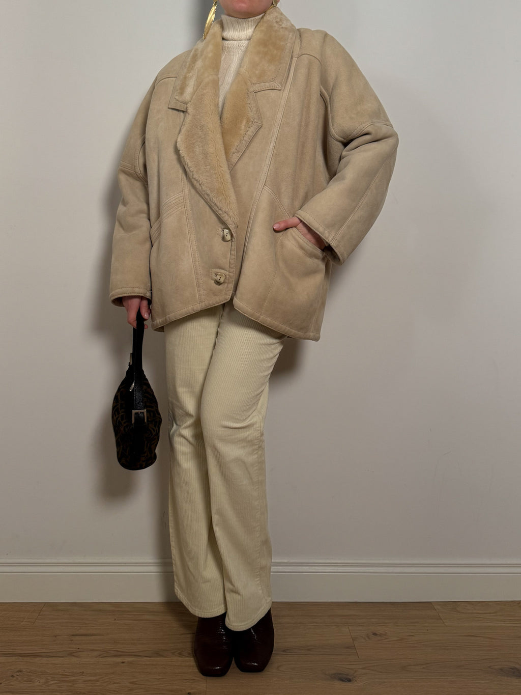 Real shearling cream jacket