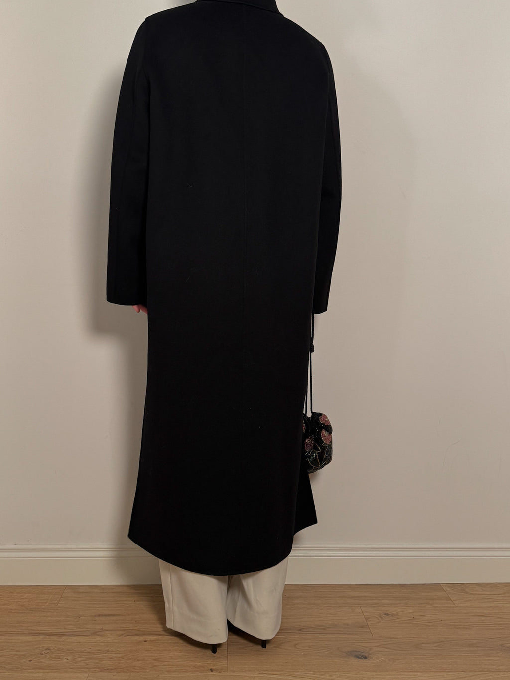 Pure wool black long coat