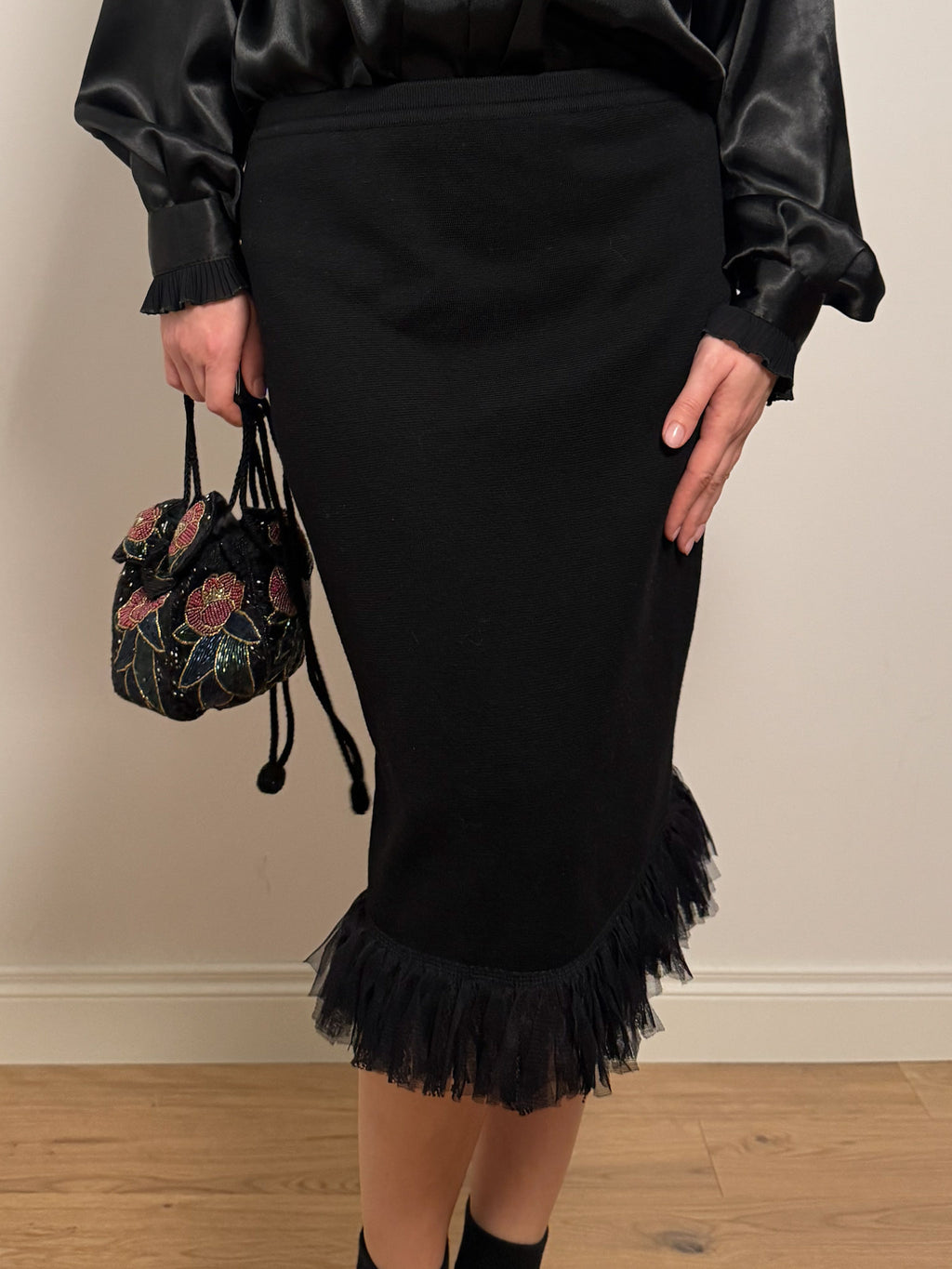 Pure wool black skirt