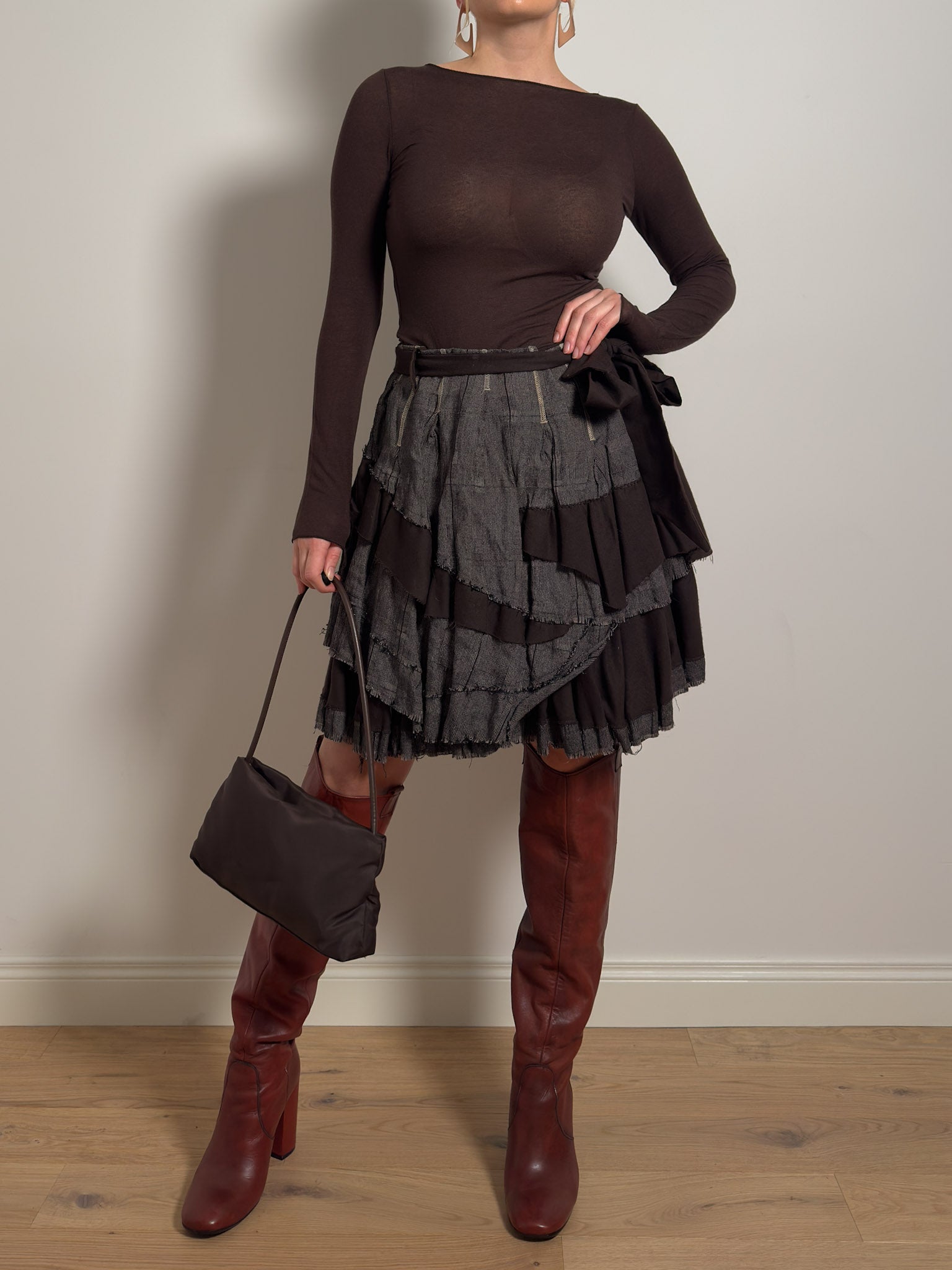 Cotton and wool brown skirt