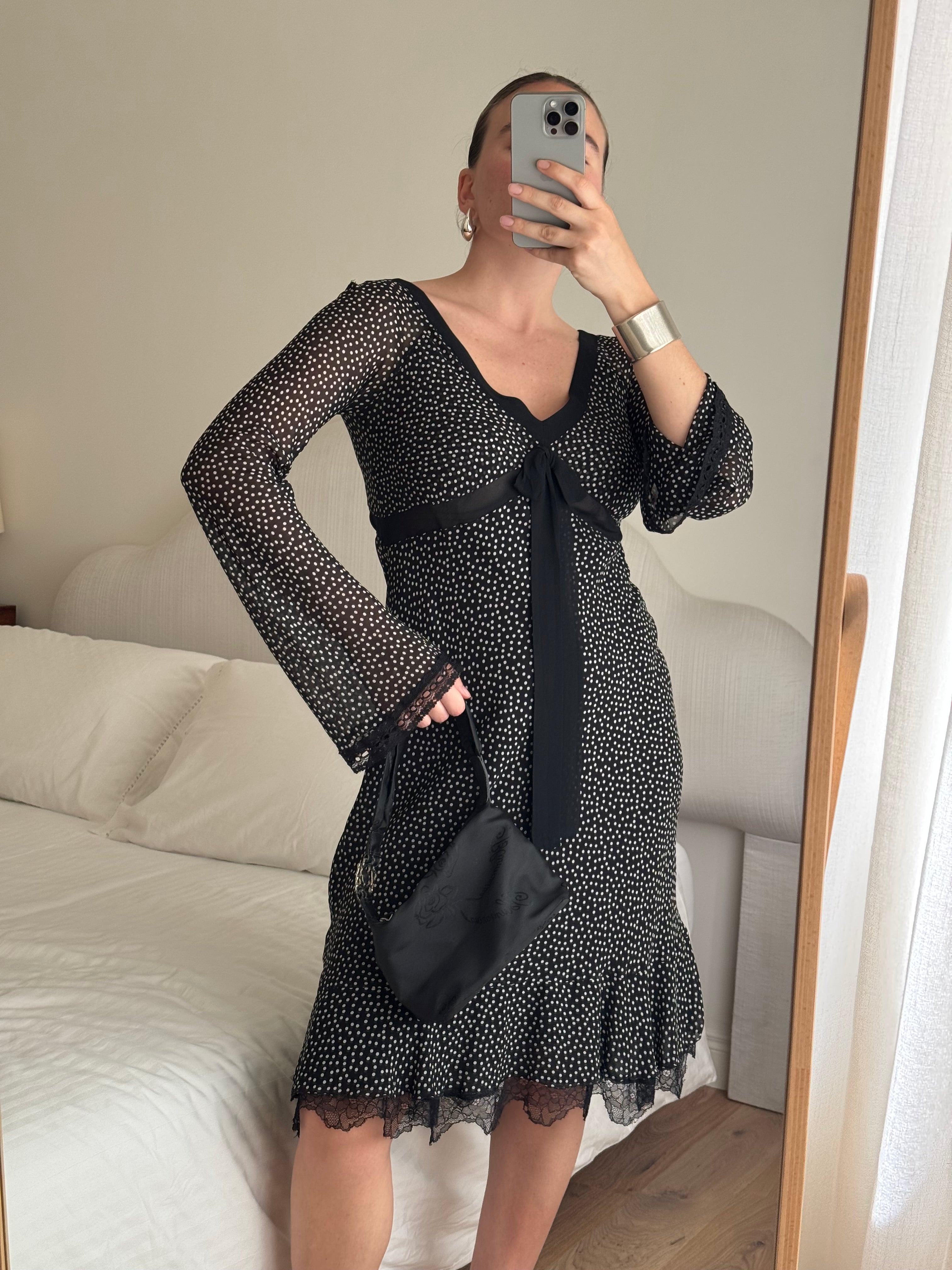 Pure silk pois dress