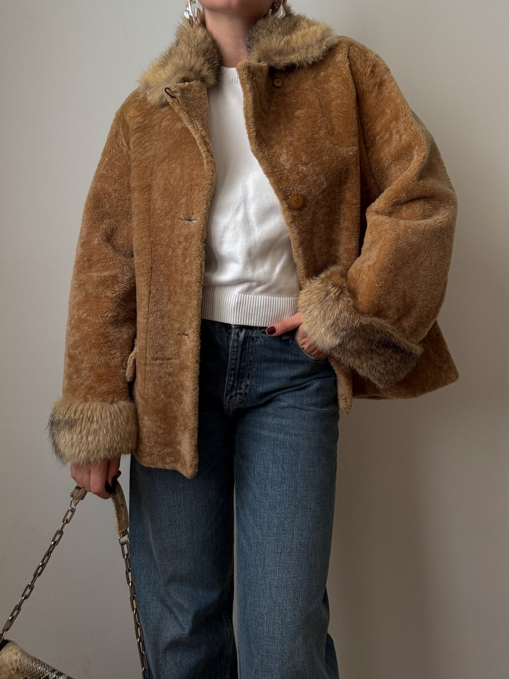 Real shearling and fur jacket